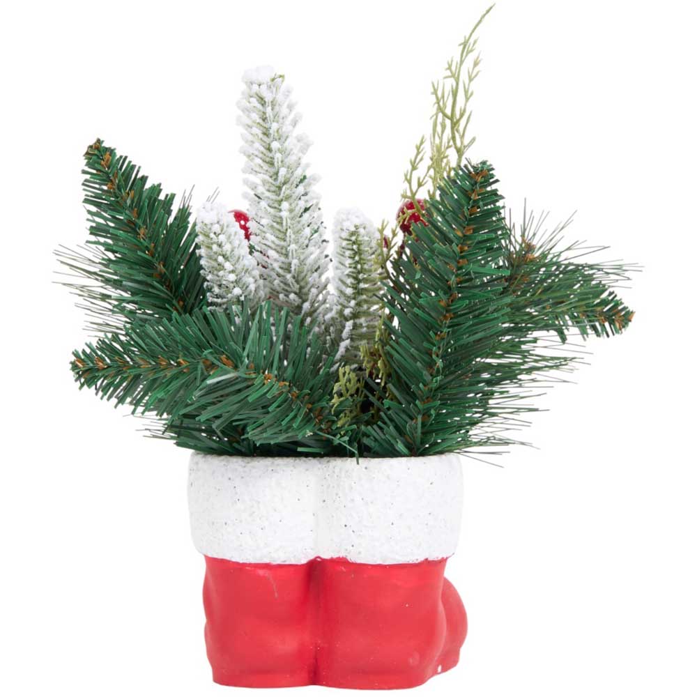 Santa Boots Potted Plant - Red Image 3