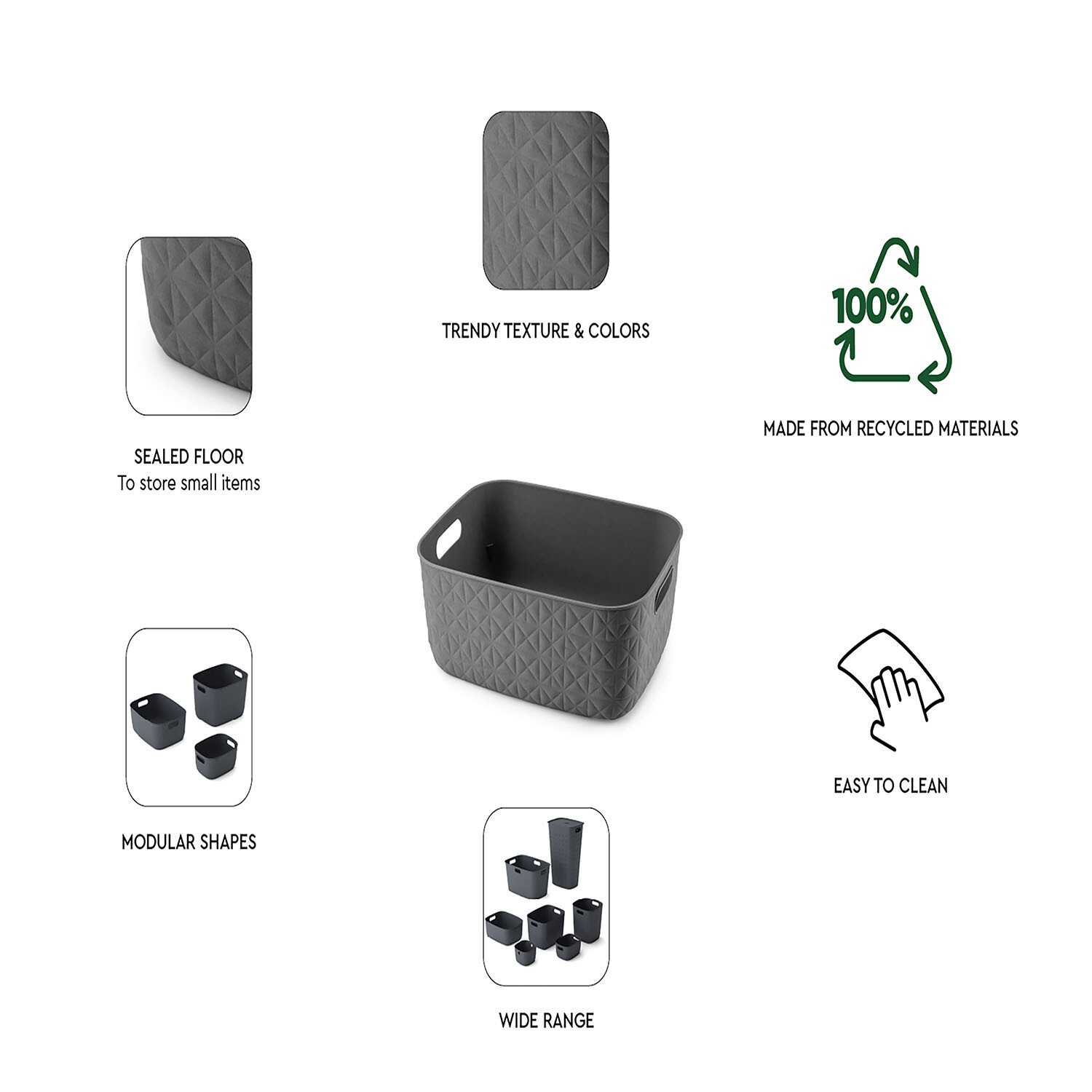 Curver Softex 12.5L Grey Storage Basket Image 8