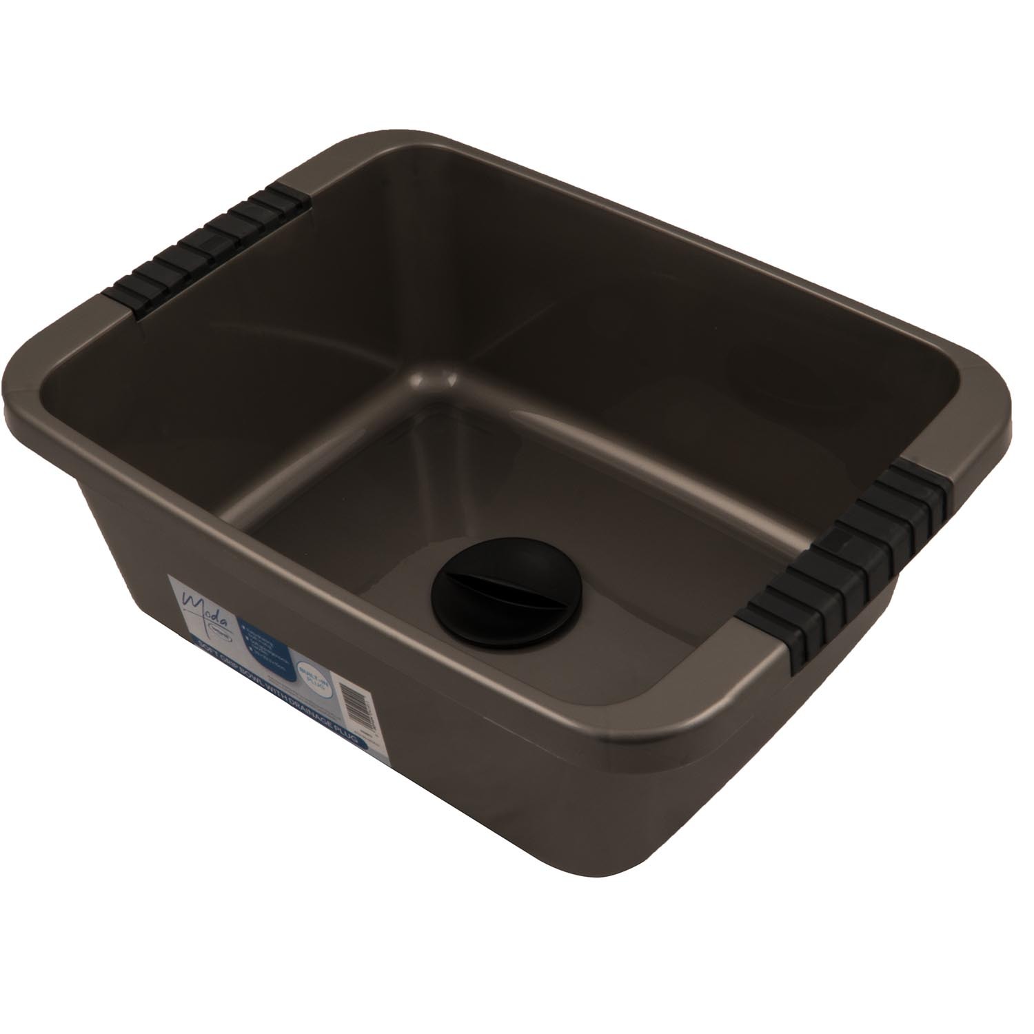 Moda Brown Soft Grip Washing Up Bowl with Draining Plug Image 3
