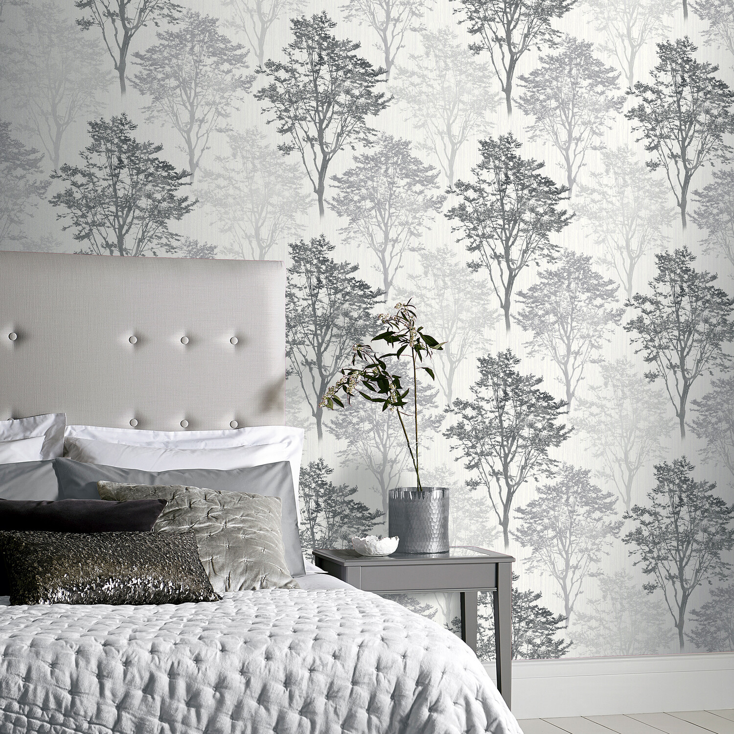 Wildwood Textured Wallpaper - Monochrome Image 2