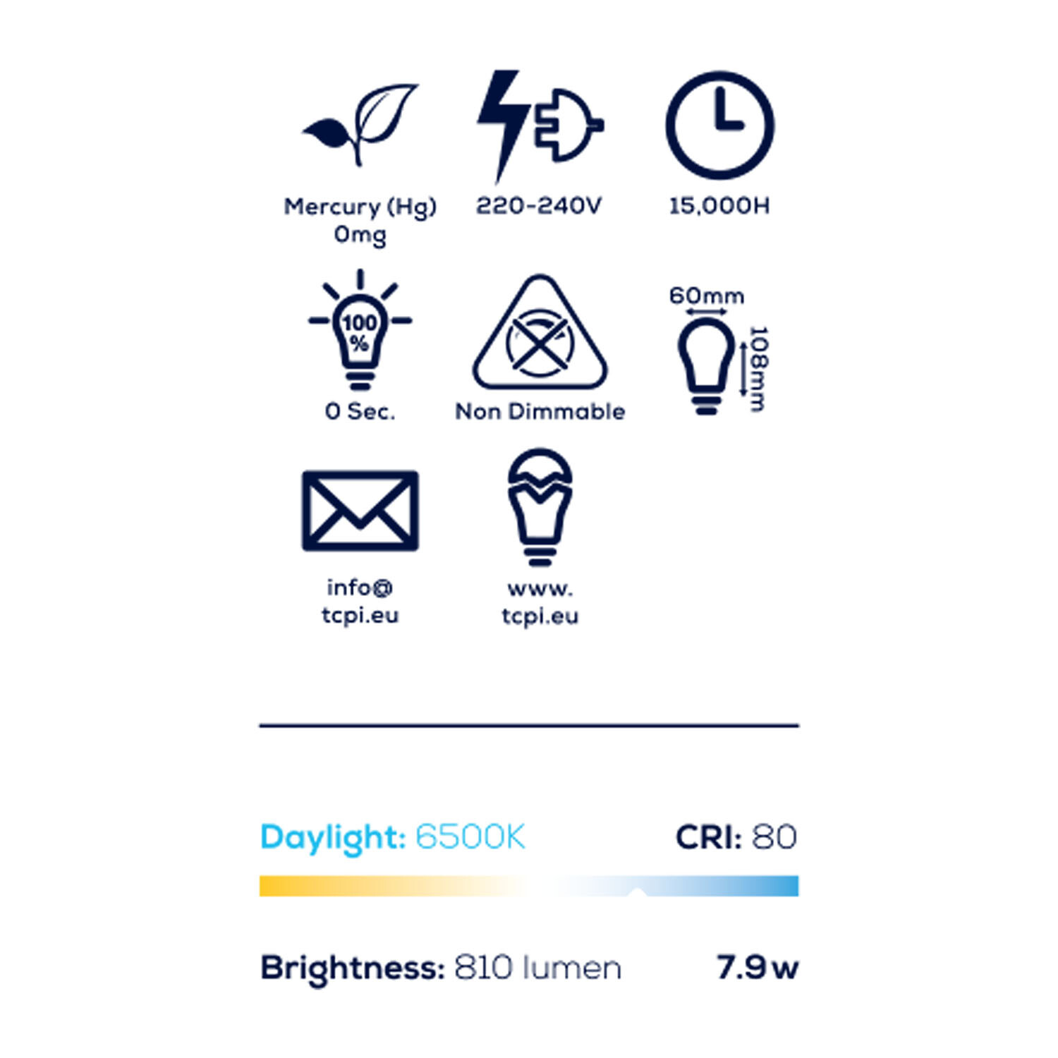 TCP LED Classic 810L B22 Daylight Bulbs - Daylight  / 5 Image 3