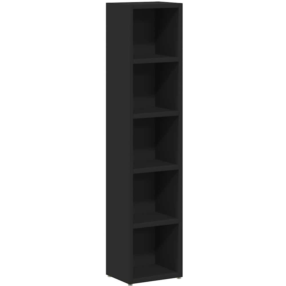 Walplus 5 Shelf Black CD Cabinet Set of 2 Image 4