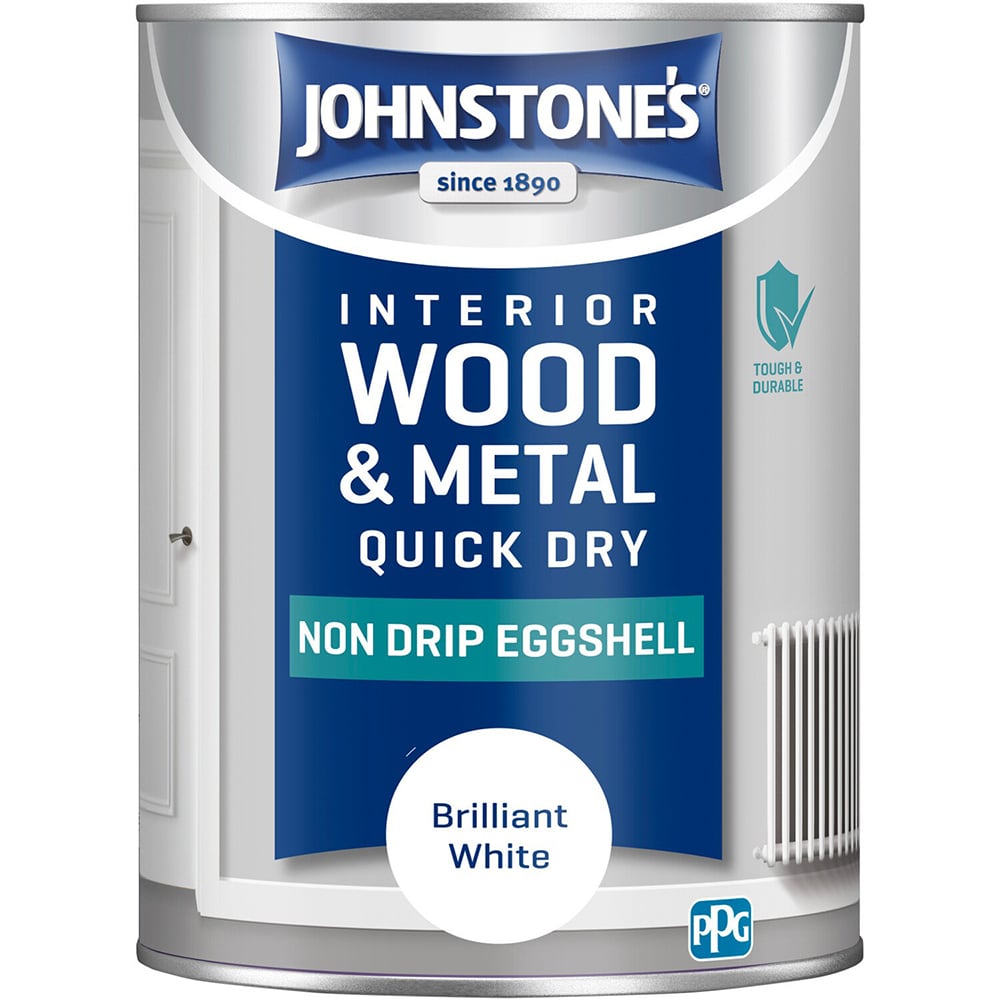 Johnstone's Interior Wood and Metal Quick Dry Eggshell Paint - Brilliant White / 1.25l Image 2