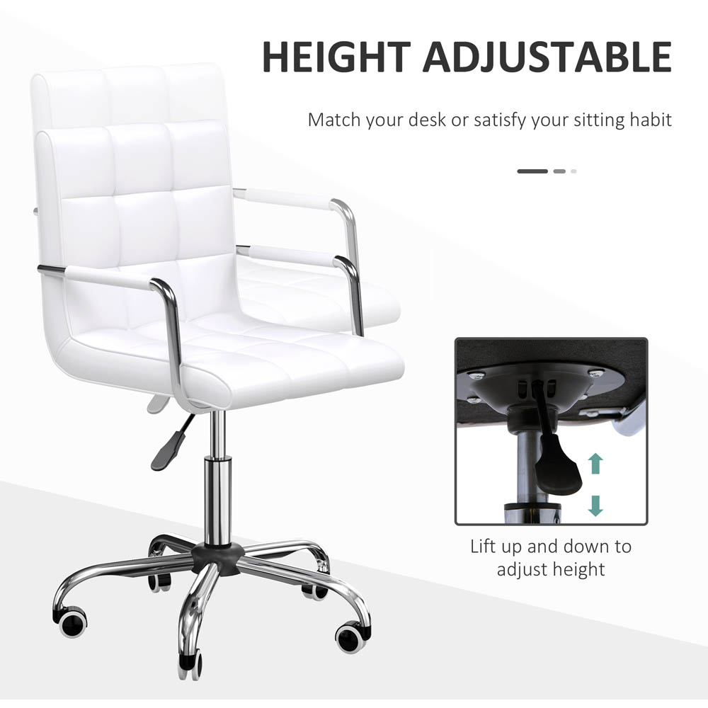 Portland White PU Leather Swivel Office Chair Image 3
