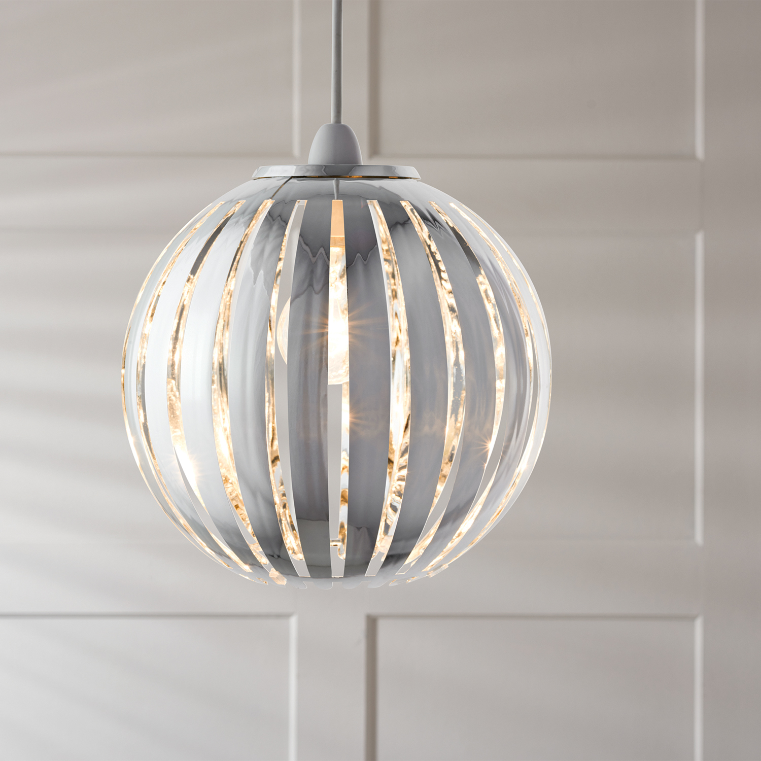 Silver Chrome and Acrylic Pendant Light Image 3