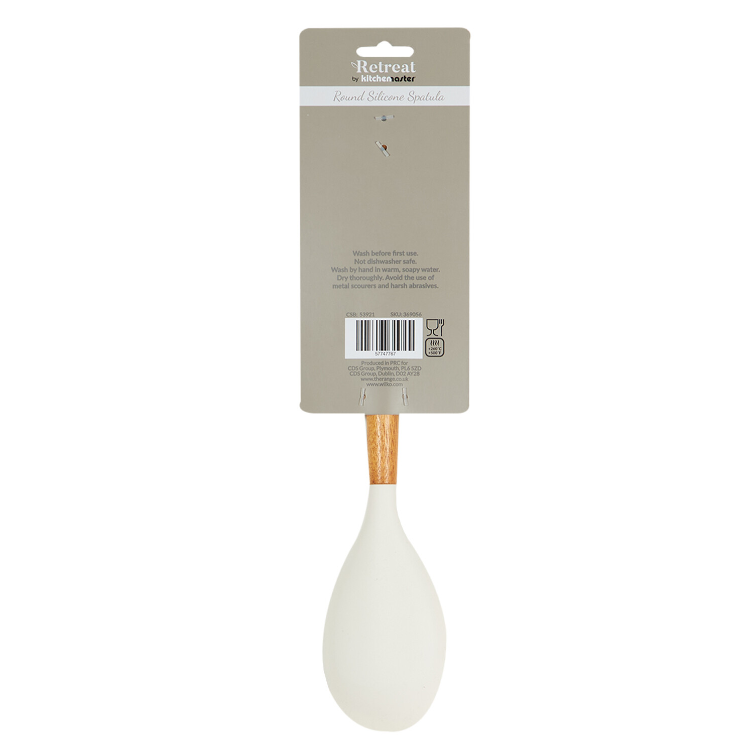 Retreat Silicone Round Spatula with Wooden Handle - White and Wood Image 2