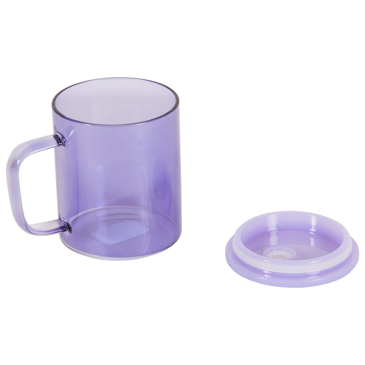 Colour Glass Mug with Plastic Lid 450ml - Multicolour Image 12