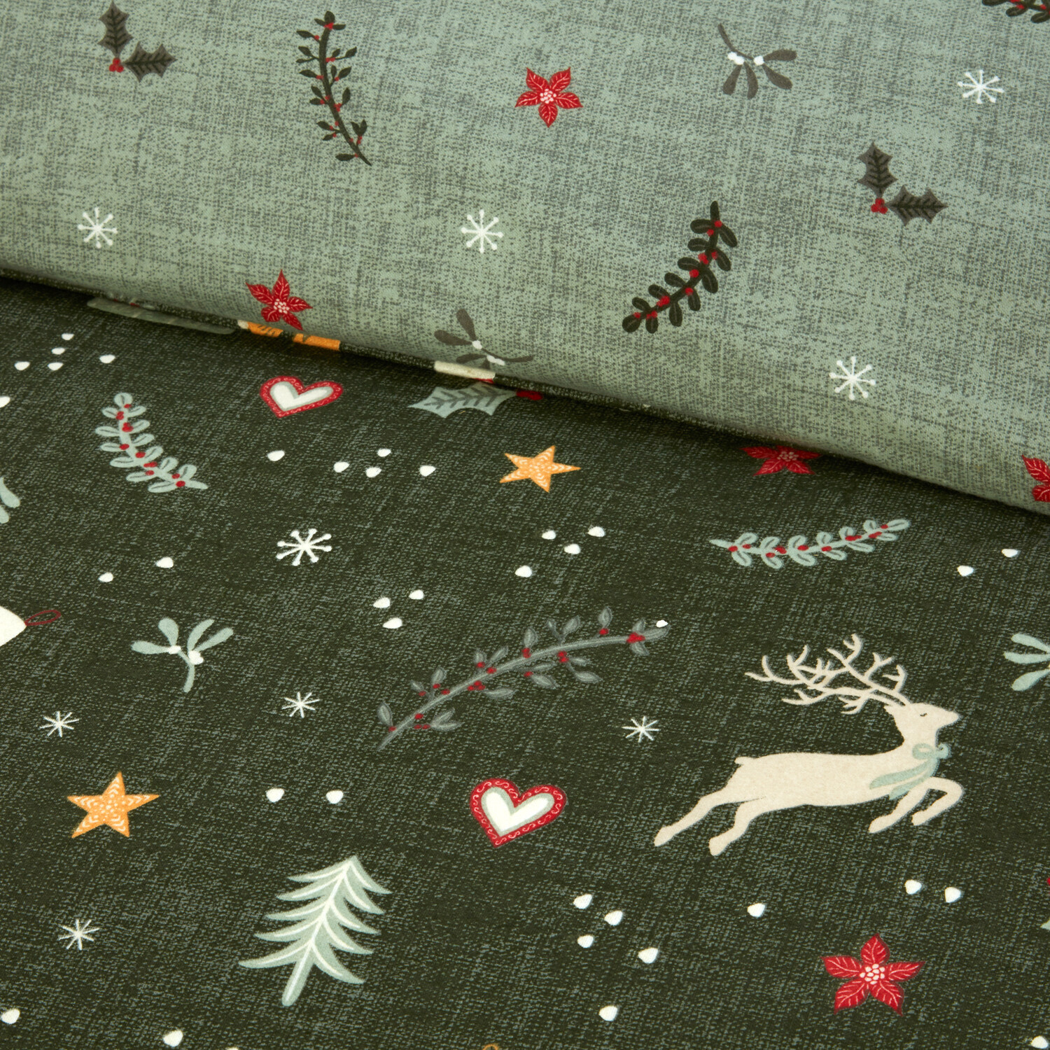 Winter Wishes Duvet Set Green Superking Image 4