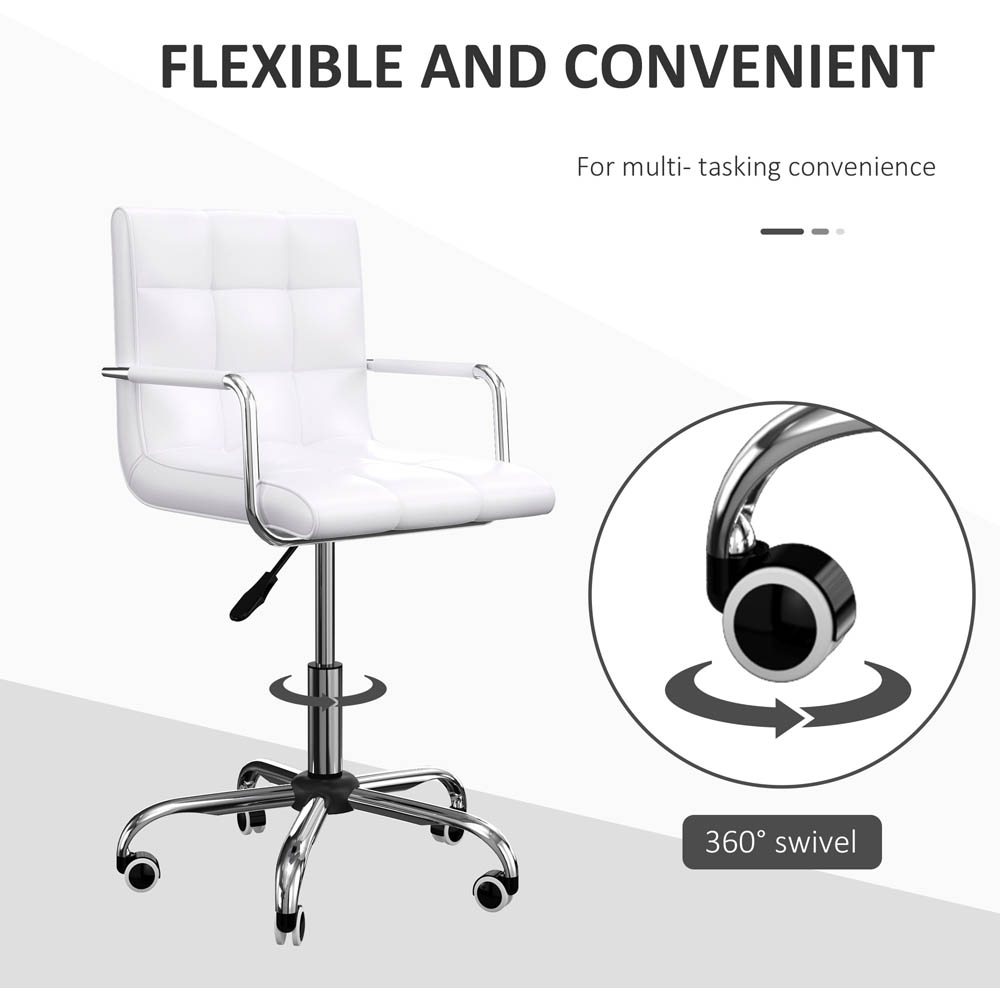 Portland White PU Leather Swivel Office Chair Image 4