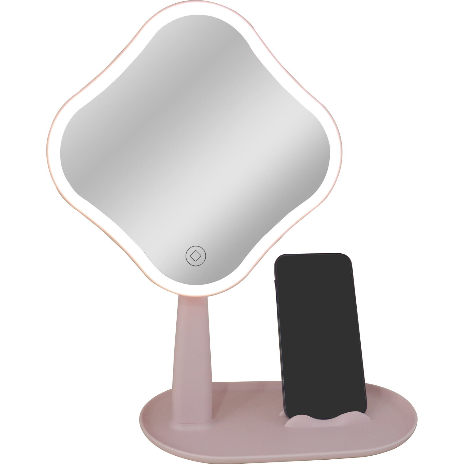 Pink LED Mirror With Phone Holder - Pink Image 2