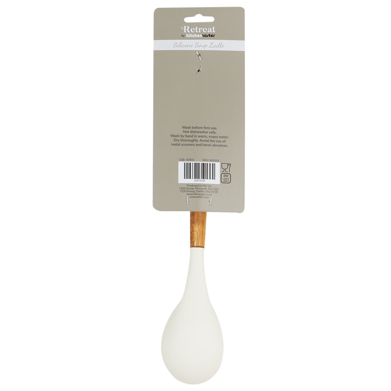 Retreat Silicone Soup Ladle with Wood Handle - White and Wood Image 2
