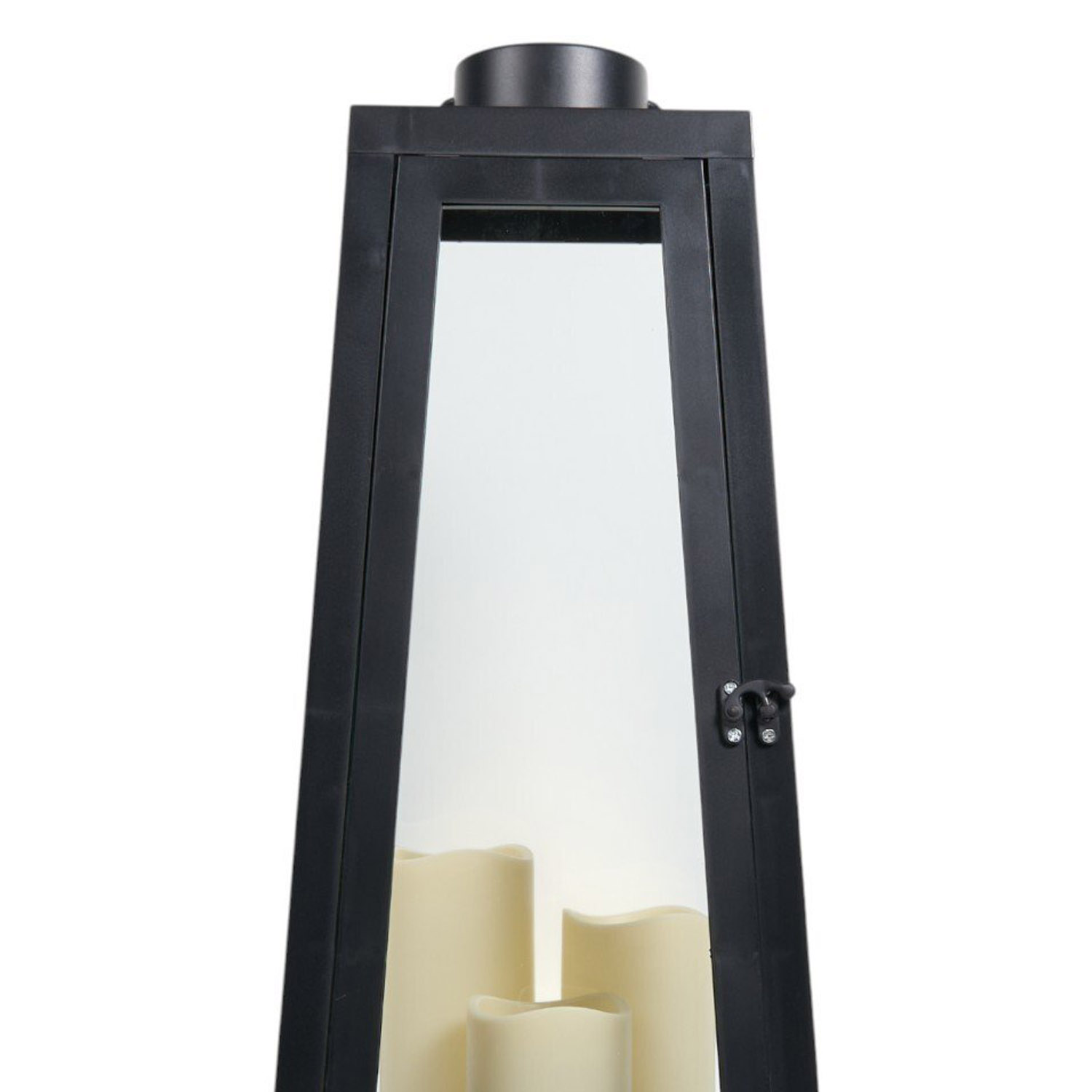 Black Triple LED Candle Lantern Black Image 5