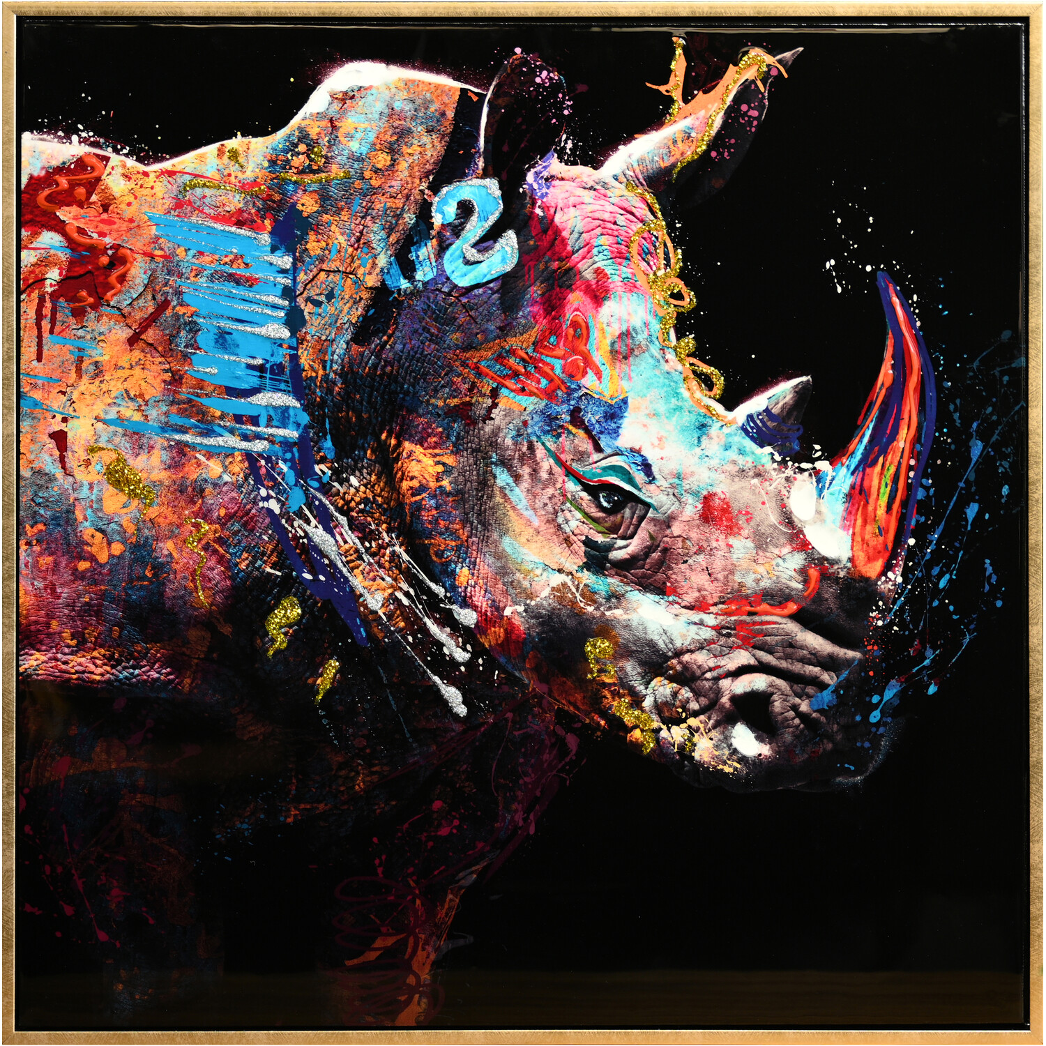 Single Black Wildlife Graffiti Wall Art 62.5 x 62.5cm in Assorted styles Image 2