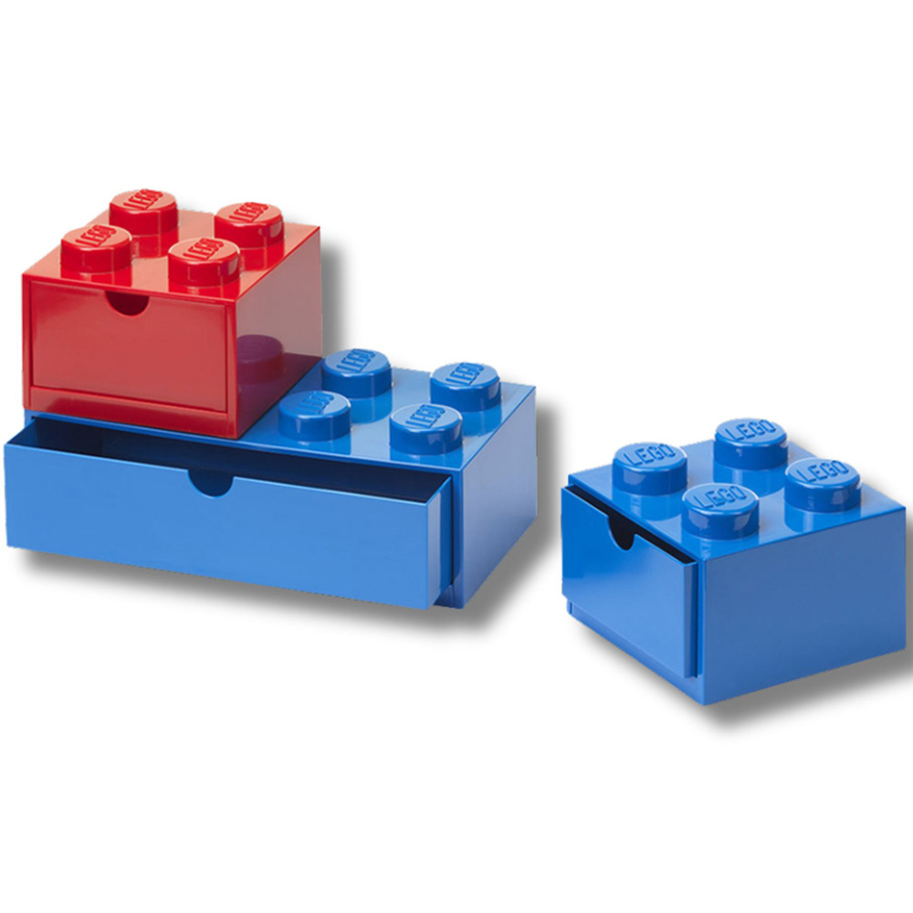 LEGO 3 Piece Blue and Red Desk Drawer Set Image 3