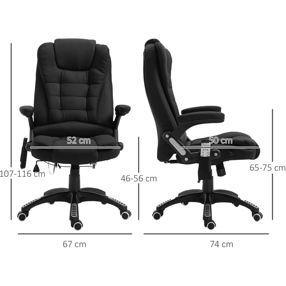 Portland Black Linen Swivel Massage Recliner Office Chair Image 8