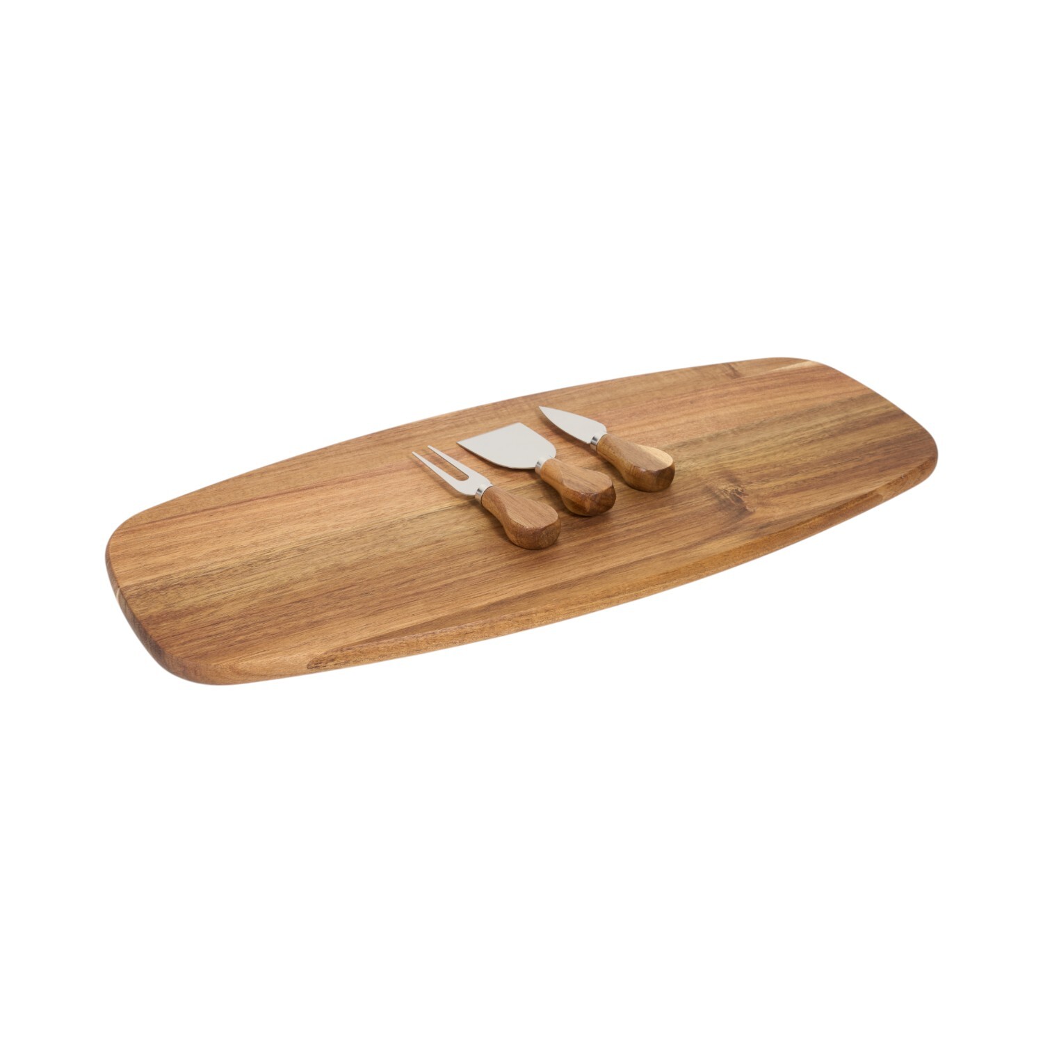 Acacia Wood Serving Platter with 3 Cheese Knives Brown Image 5