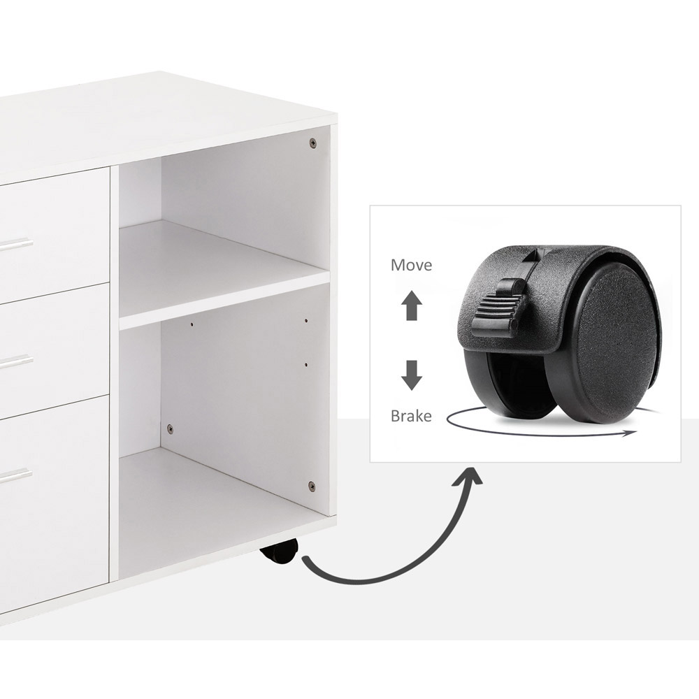 Portland White Rolling Storage Cabinet Image 3