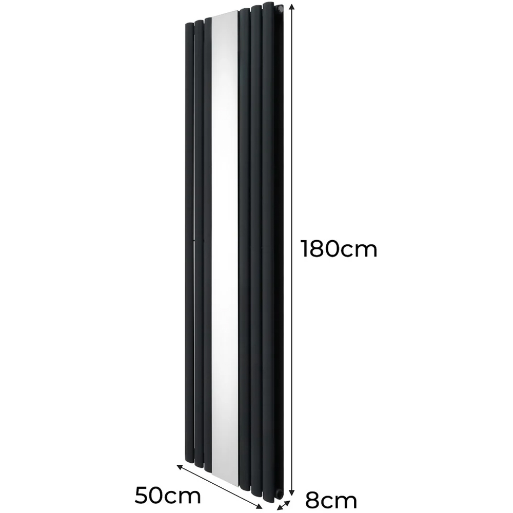 Monster Shop 5009 BTU Anthracite Grey Oval Mirror Radiator and Valves 1800 x 500mm Image 6