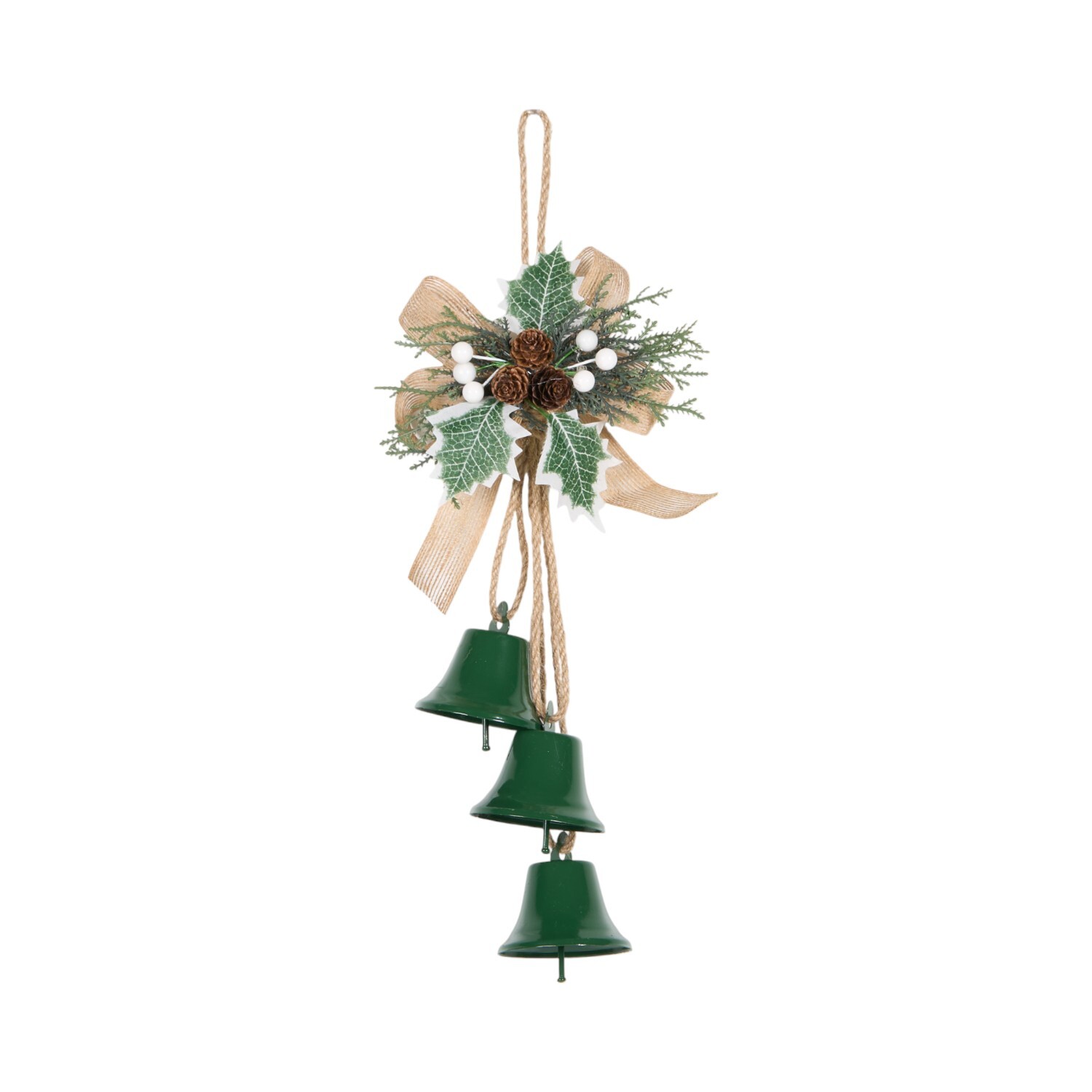 Hanging Door Bell Decoration Green and Gold Image 1