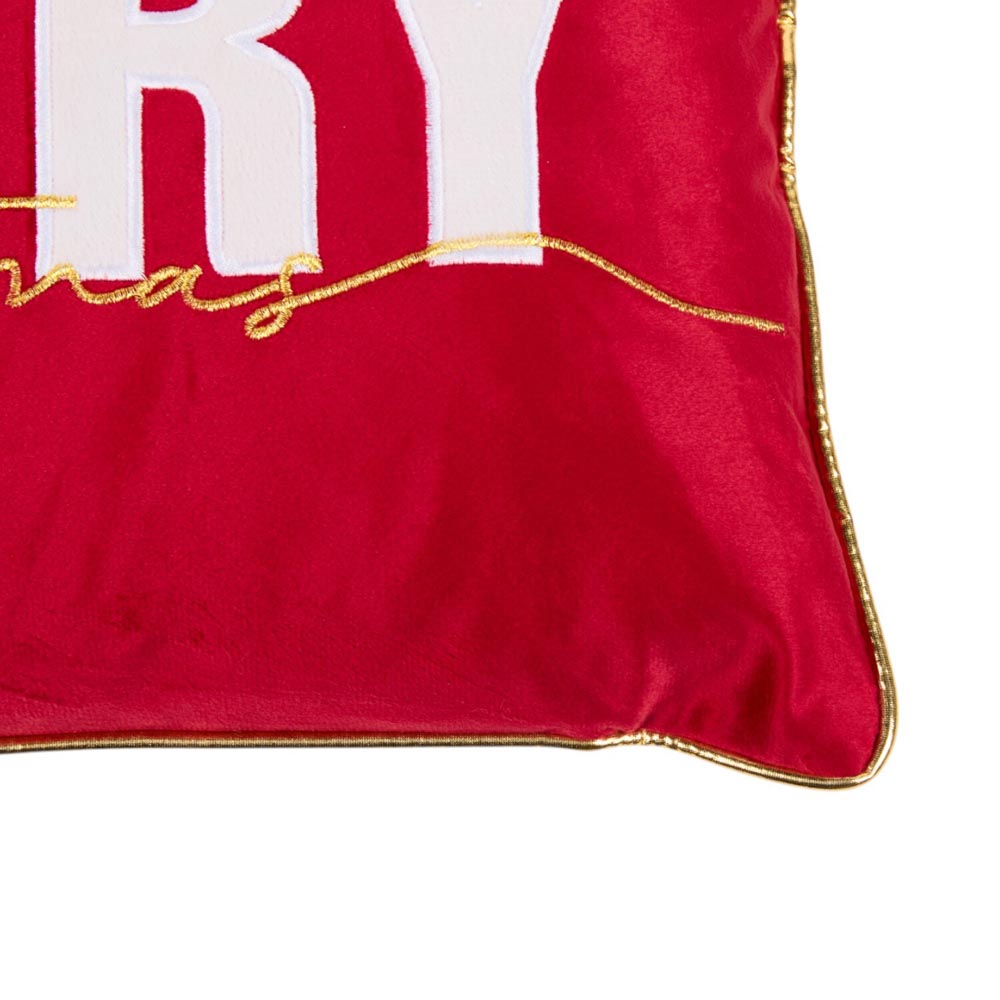 Merry Christmas Slogan Cushion - Red Image 3