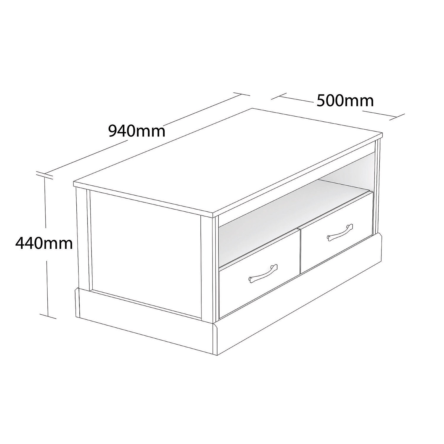 Camford 2 Drawer Single Shelf Coffee Table Image 2