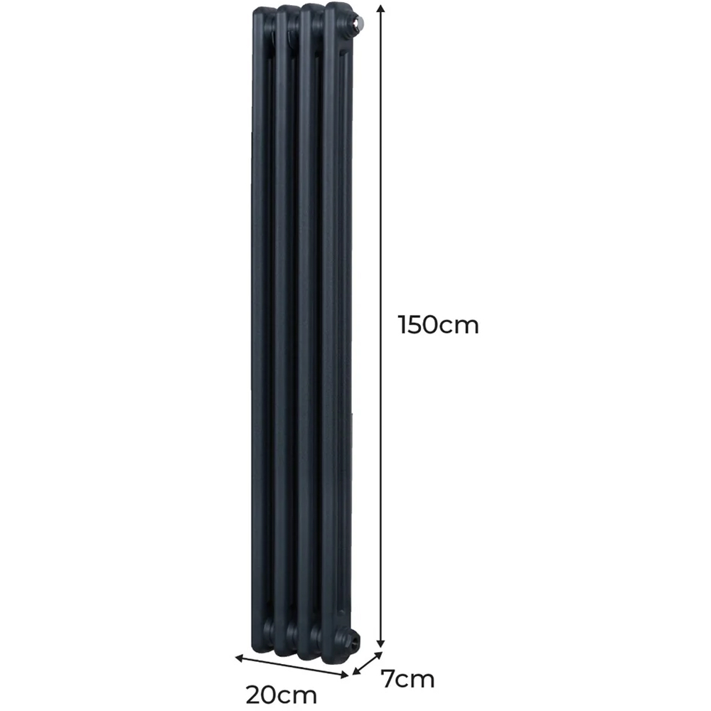 Monster Shop 1861 BTU Anthracite Grey Traditional 2 Column Radiator 1500 x 202mm Image 6