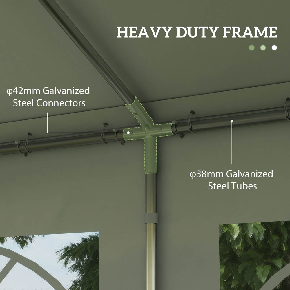 Outsunny 6m Garden Gazebo Portable Carport Shelter w/ Removable Sidewalls&Doors Image 3