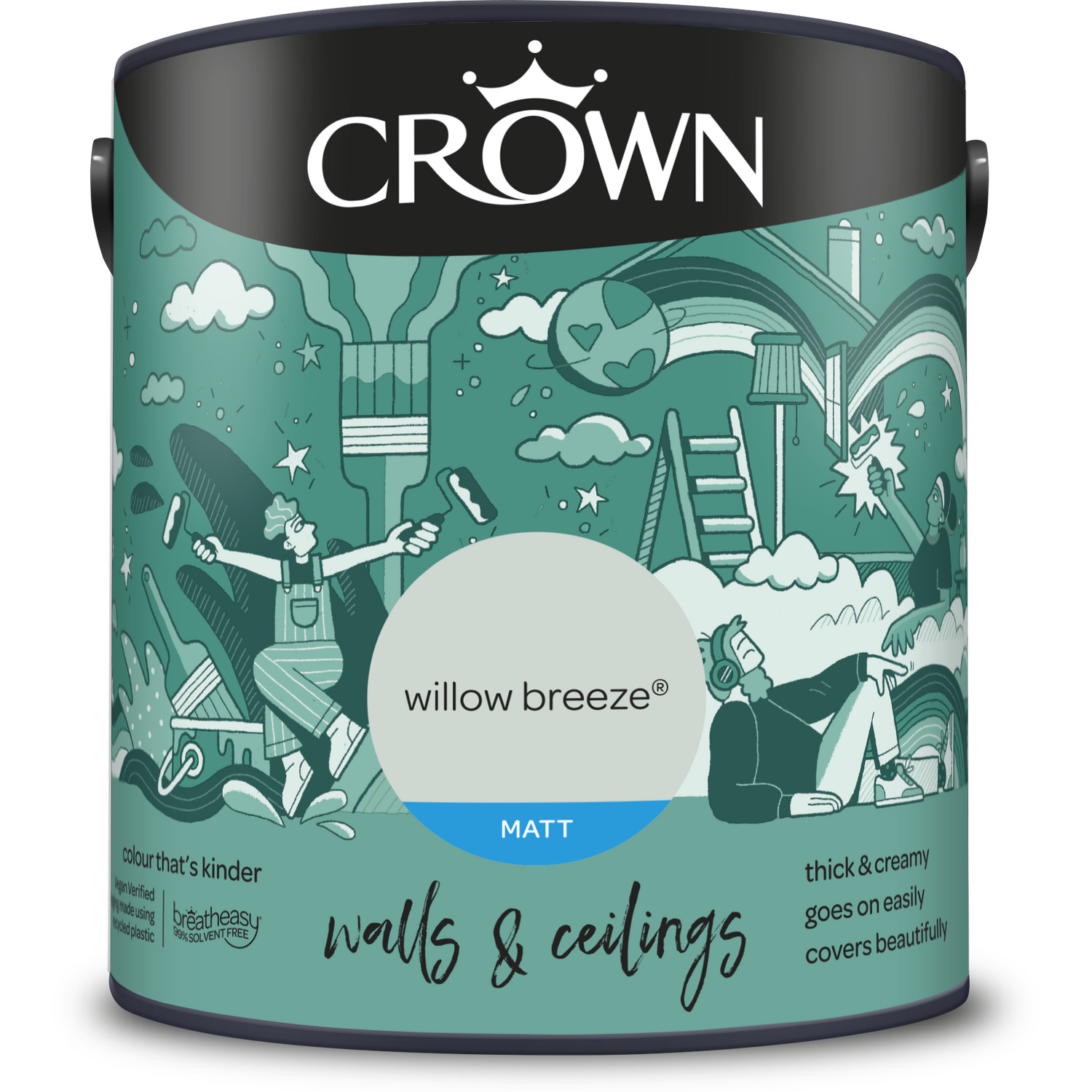 Crown Walls and Ceilings Willow Breeze Matt Emulsion Paint 2.5L Image 2