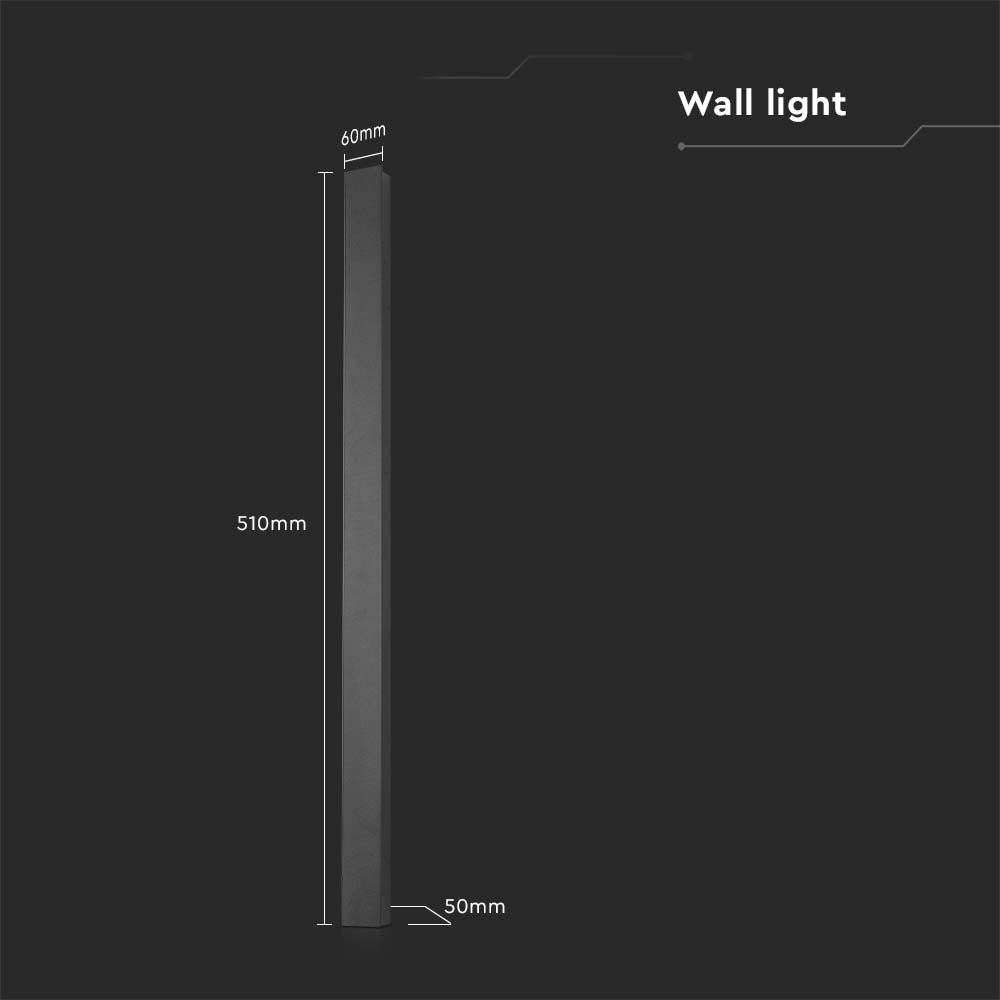 V-TAC 510mm 10W 4000K LED Anthracite Linear Wall Light Image 6