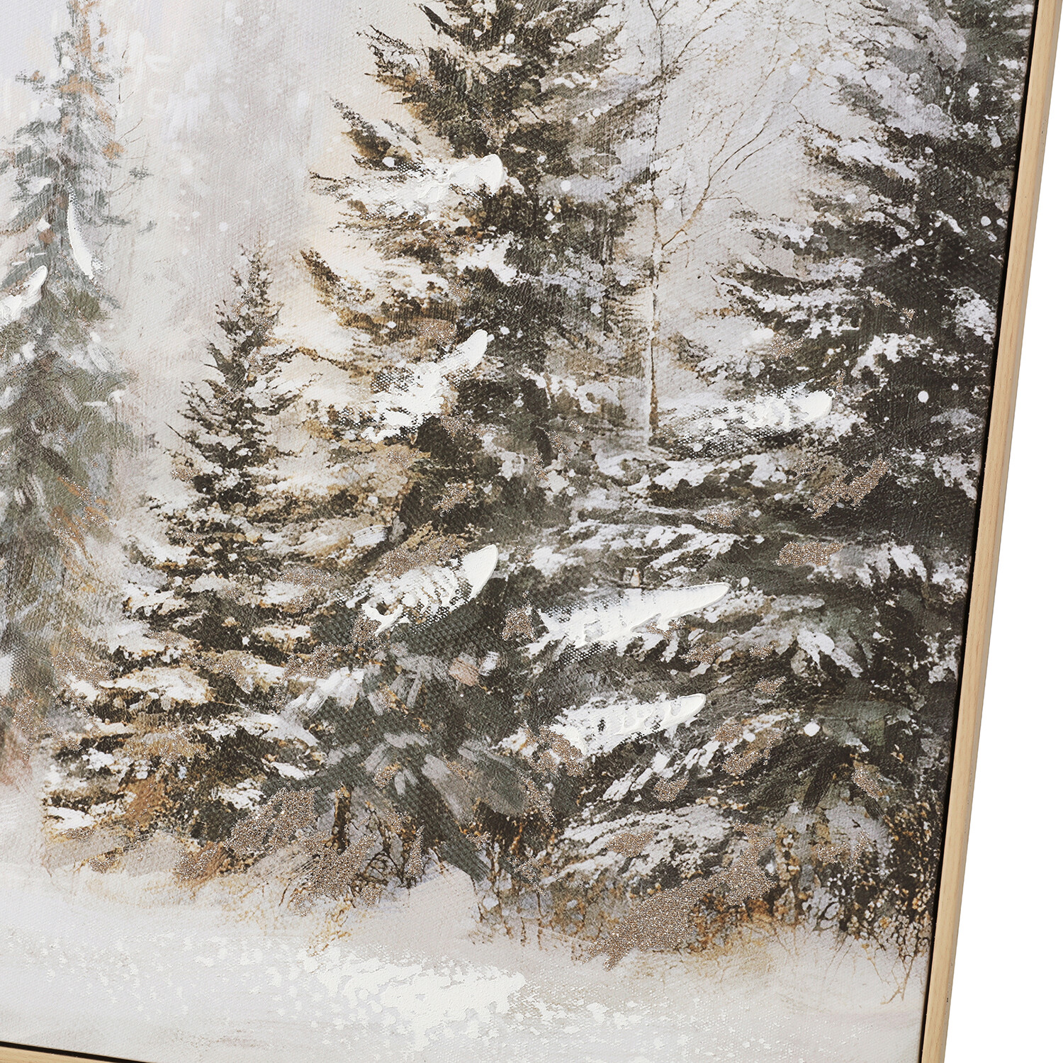 Snowy Tree Embellished Framed Canvas White Image 4