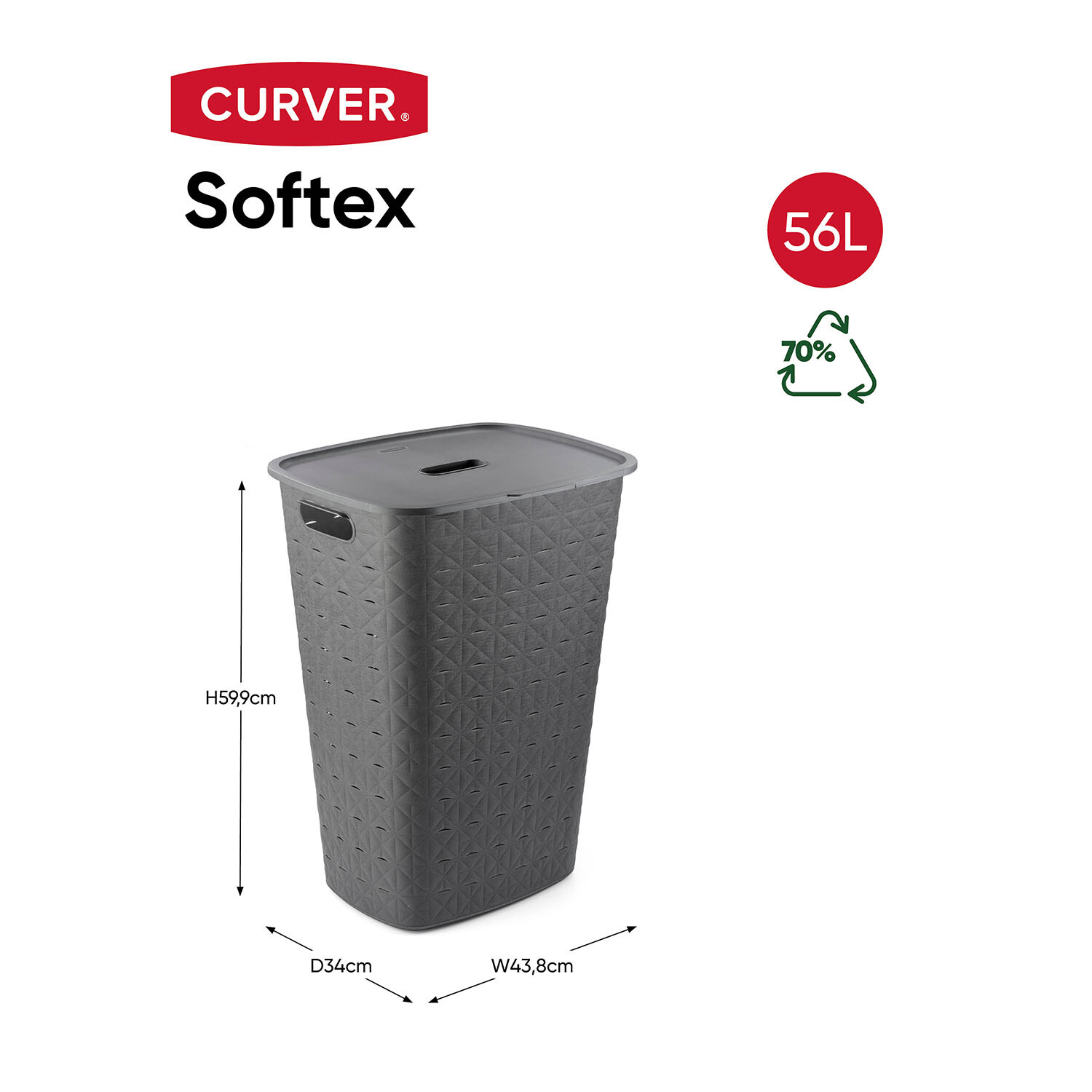 Curver Softex Laundry Basket 45L - Grey Image 8