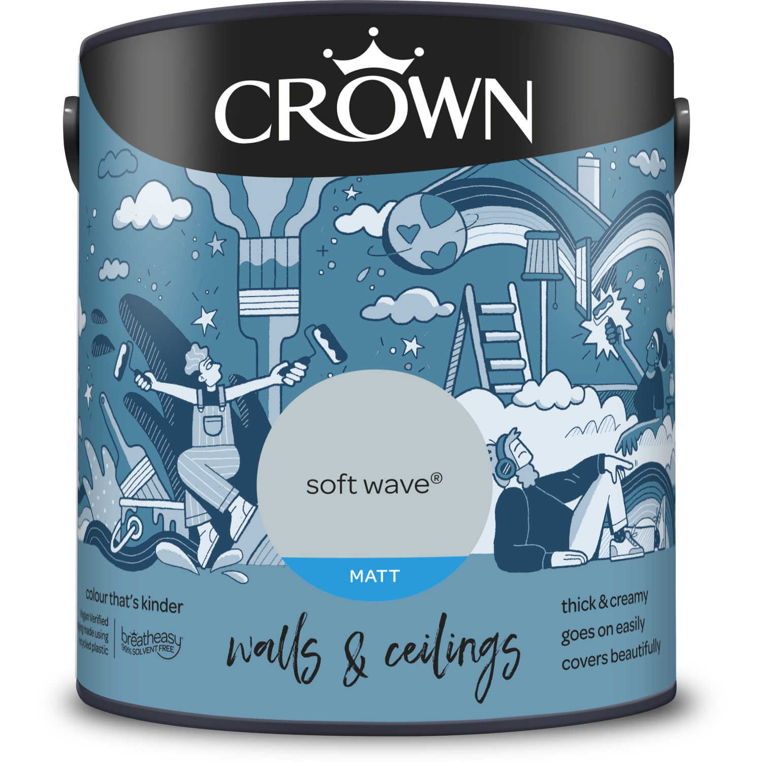 Crown Walls and Ceilings Soft Wave Matt Emulsion Paint 2.5L Image 2