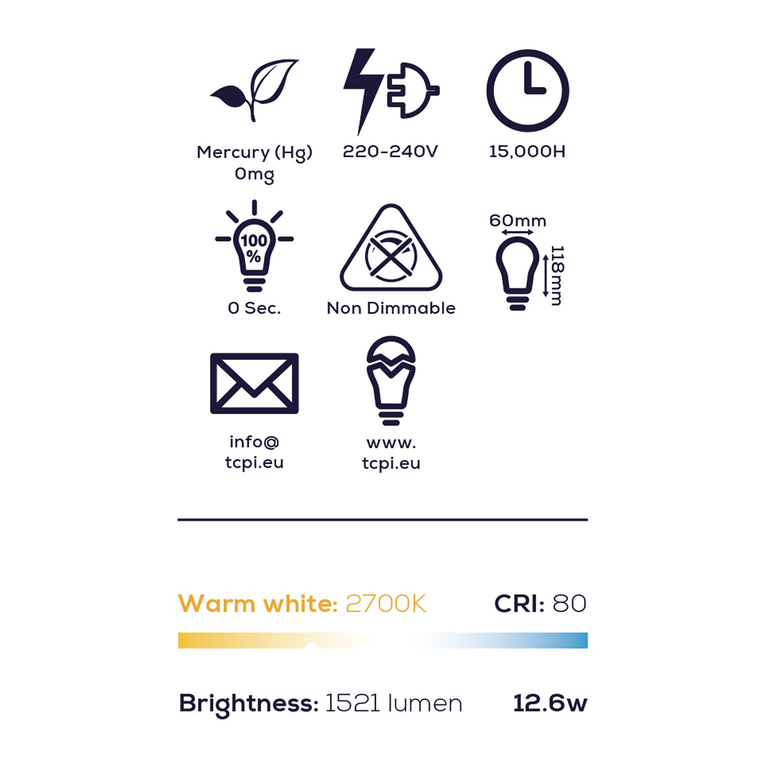 TCP LED Classic 1521L B22 Bulbs - Warm White Image 3