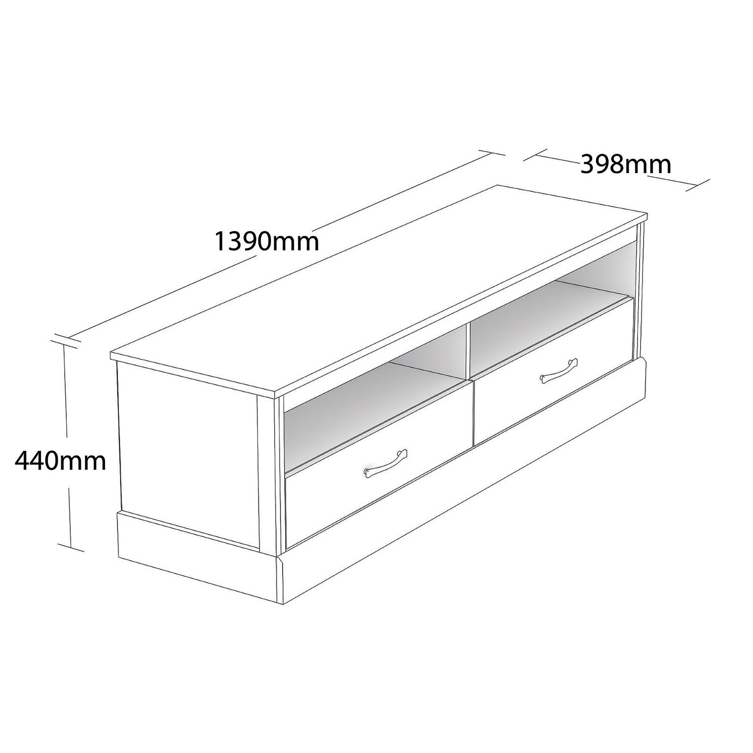 Camford 2 Drawer Mexican Pine Large TV Unit Image 2