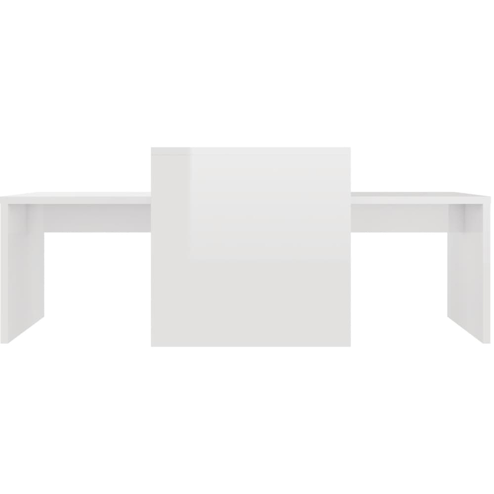 Walplus High Gloss White Nest of Coffee Tables Set of 2 Image 4