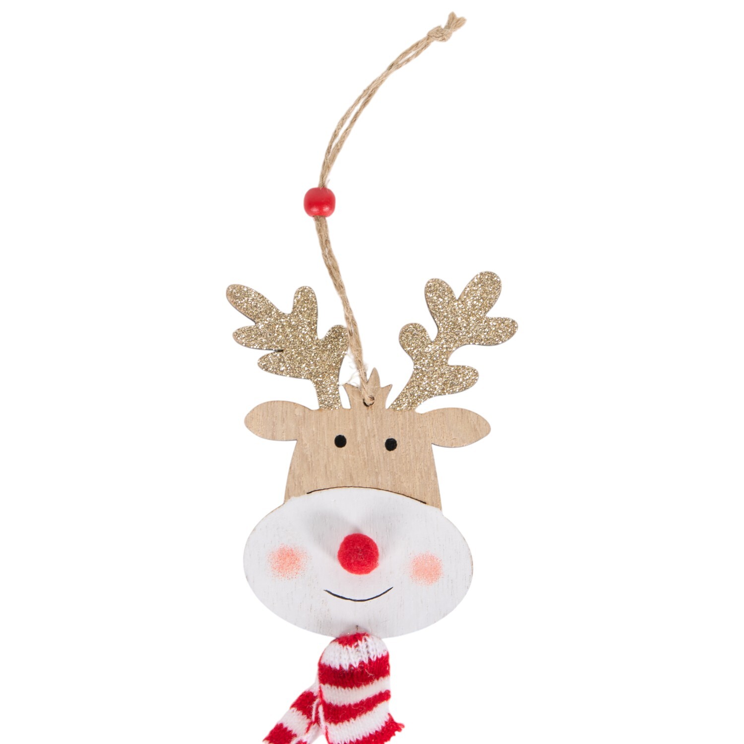 Wooden Reindeer Hanging Decoration Multicolour Image 2