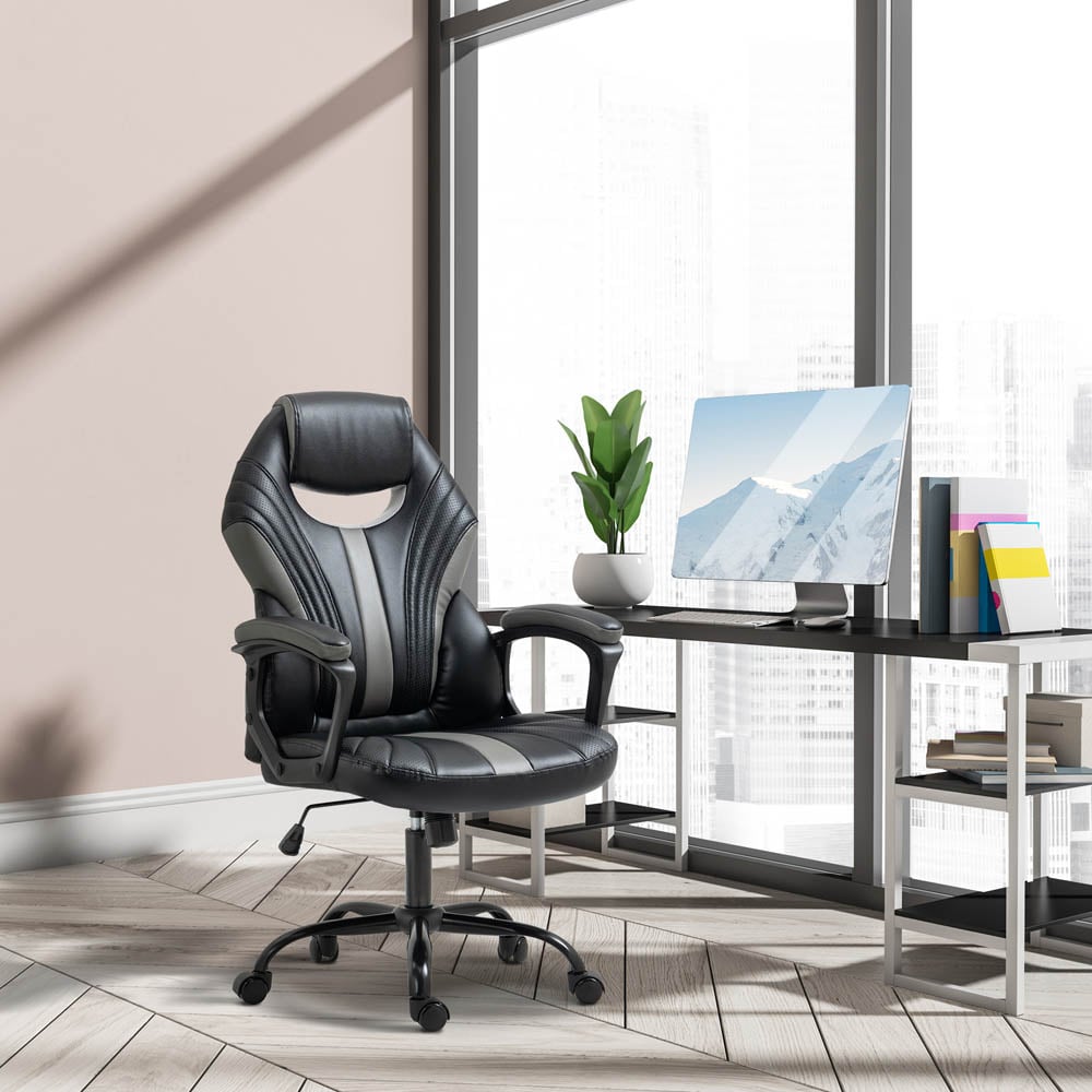 Portland Black and Grey PU Leather Racing Gaming Chair Image 6