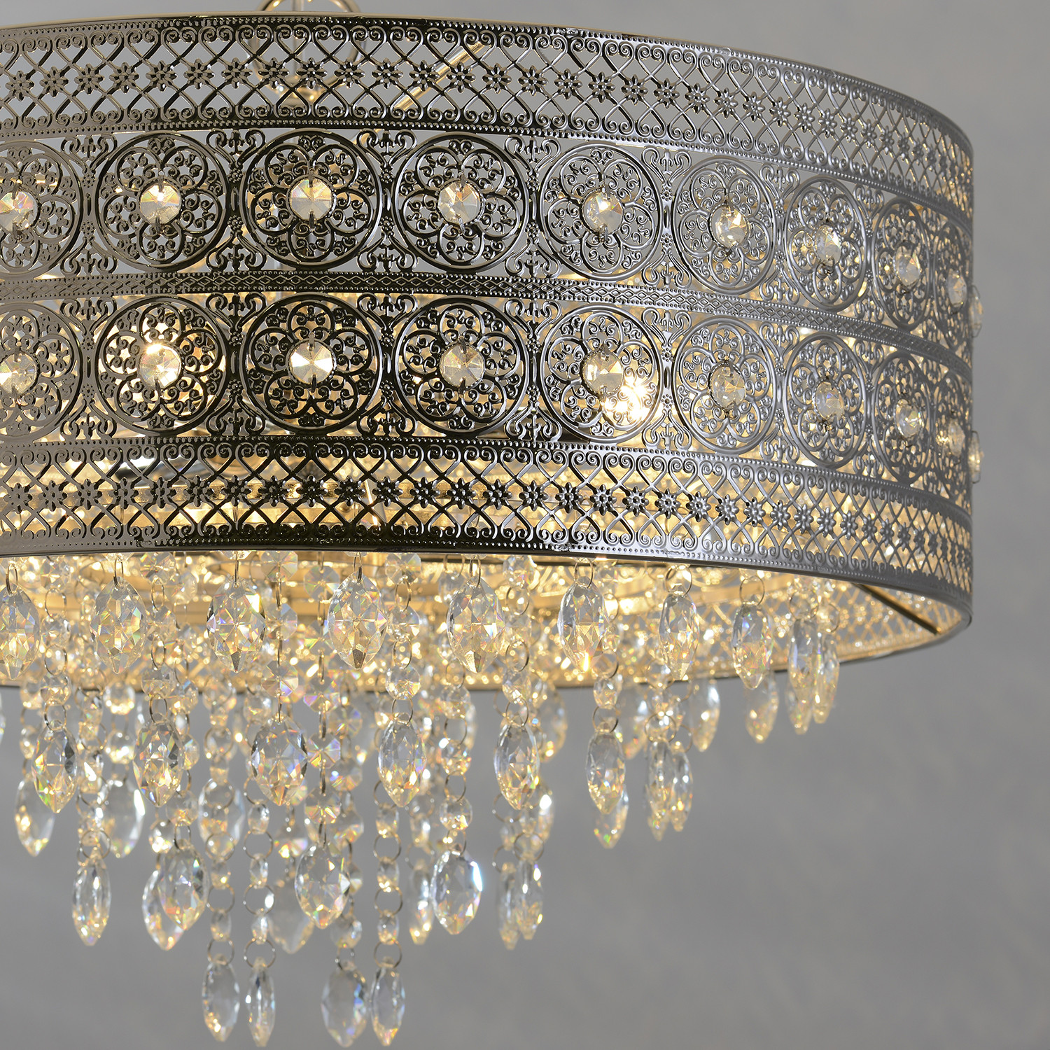 Florence Crystal 3 Light Flush Fitting Ceiling Light Image 4