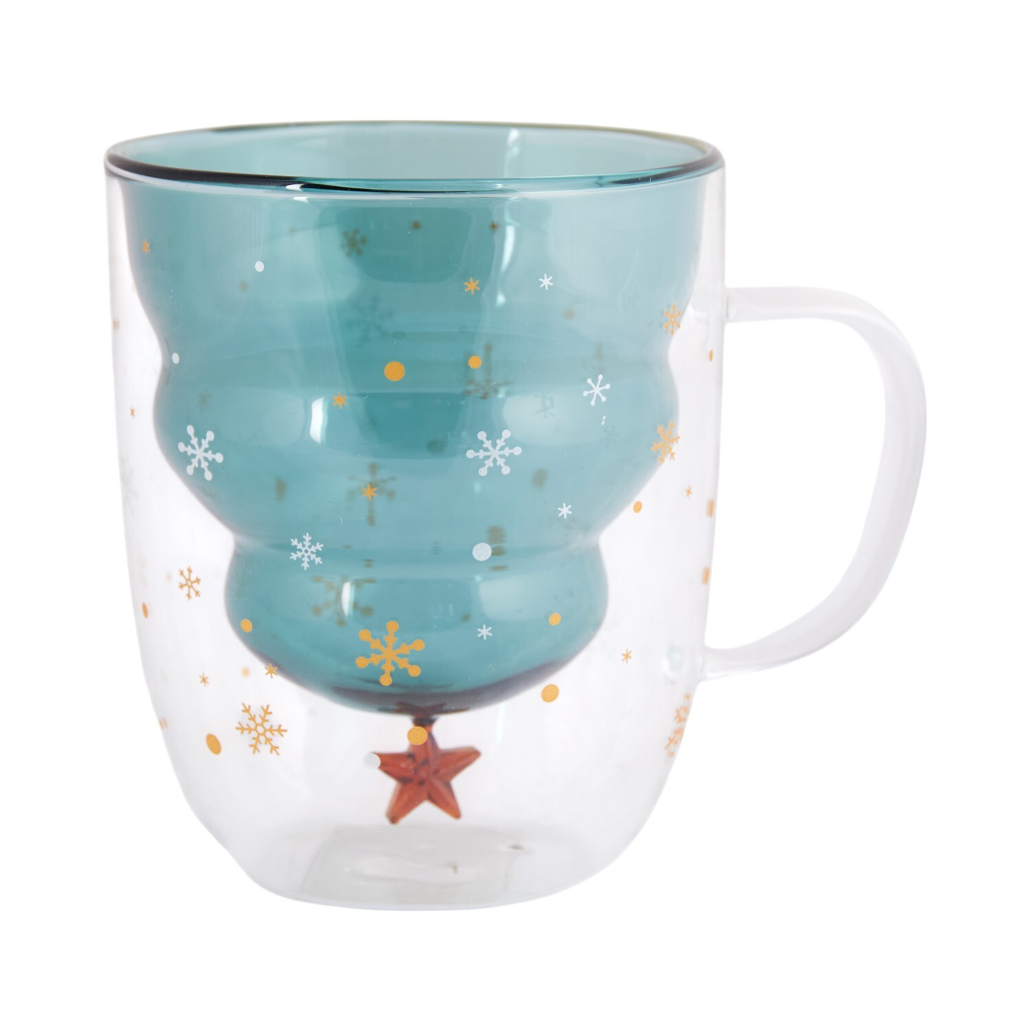 Christmas Tree Double Wall Glass Mug Green Image 2
