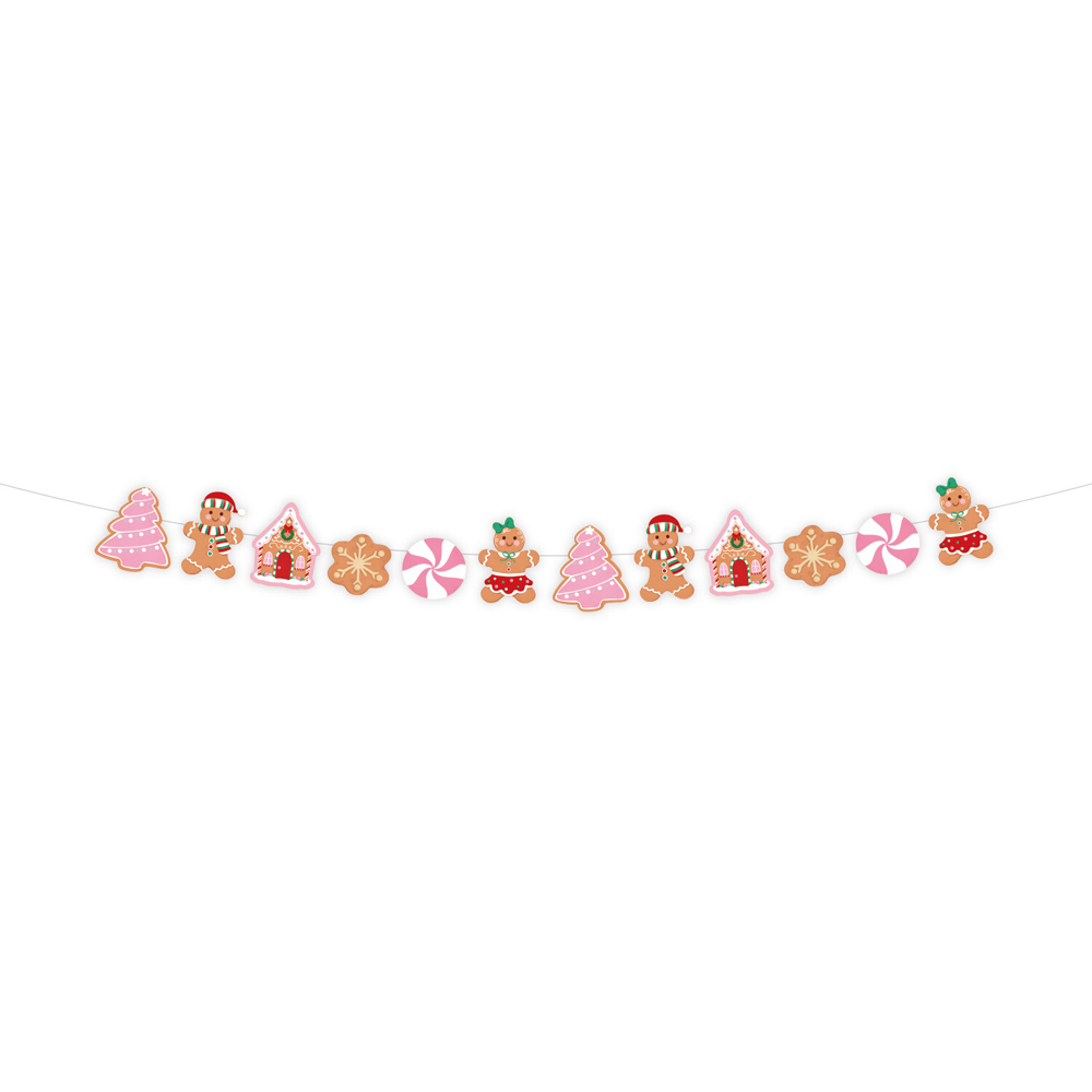 Gingerbread Merry Christmas Banner - Pink Image 4
