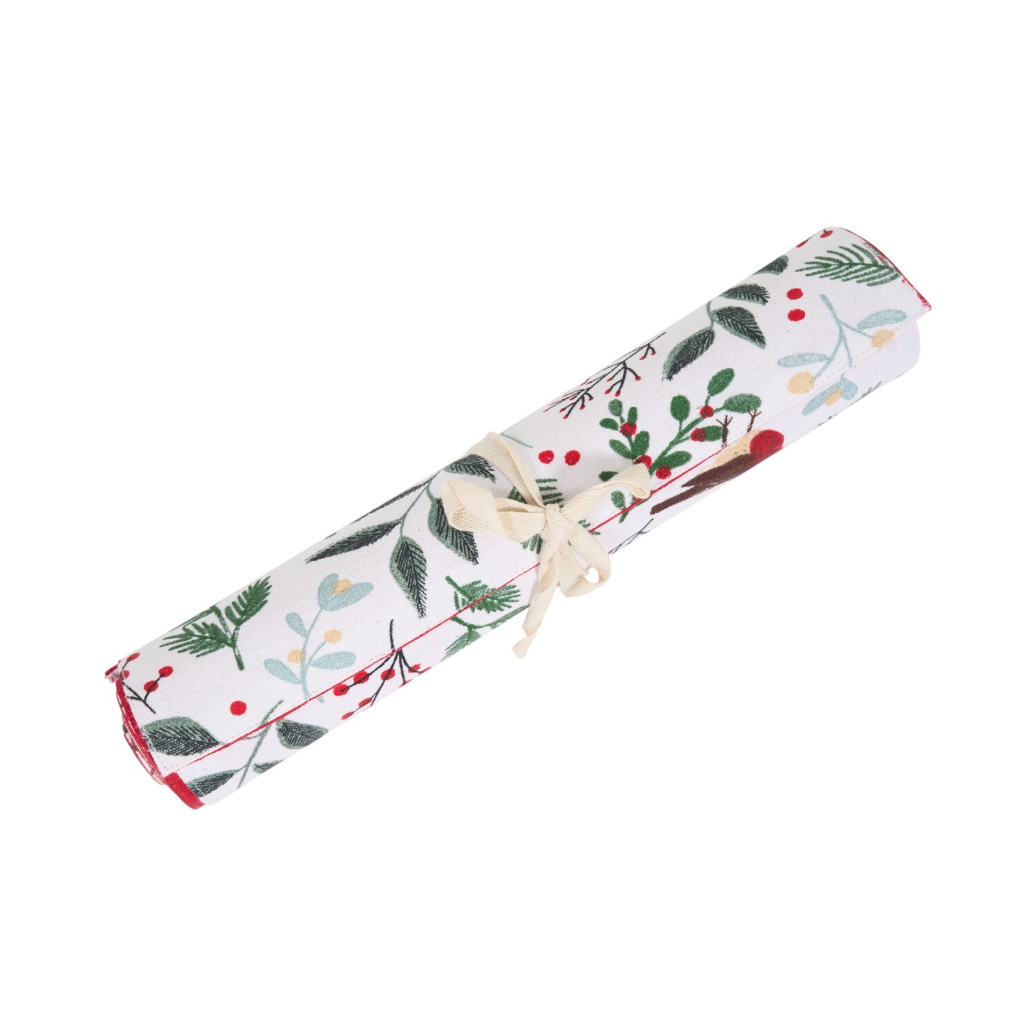 Mistletoe Robin Table Runner White Image 3