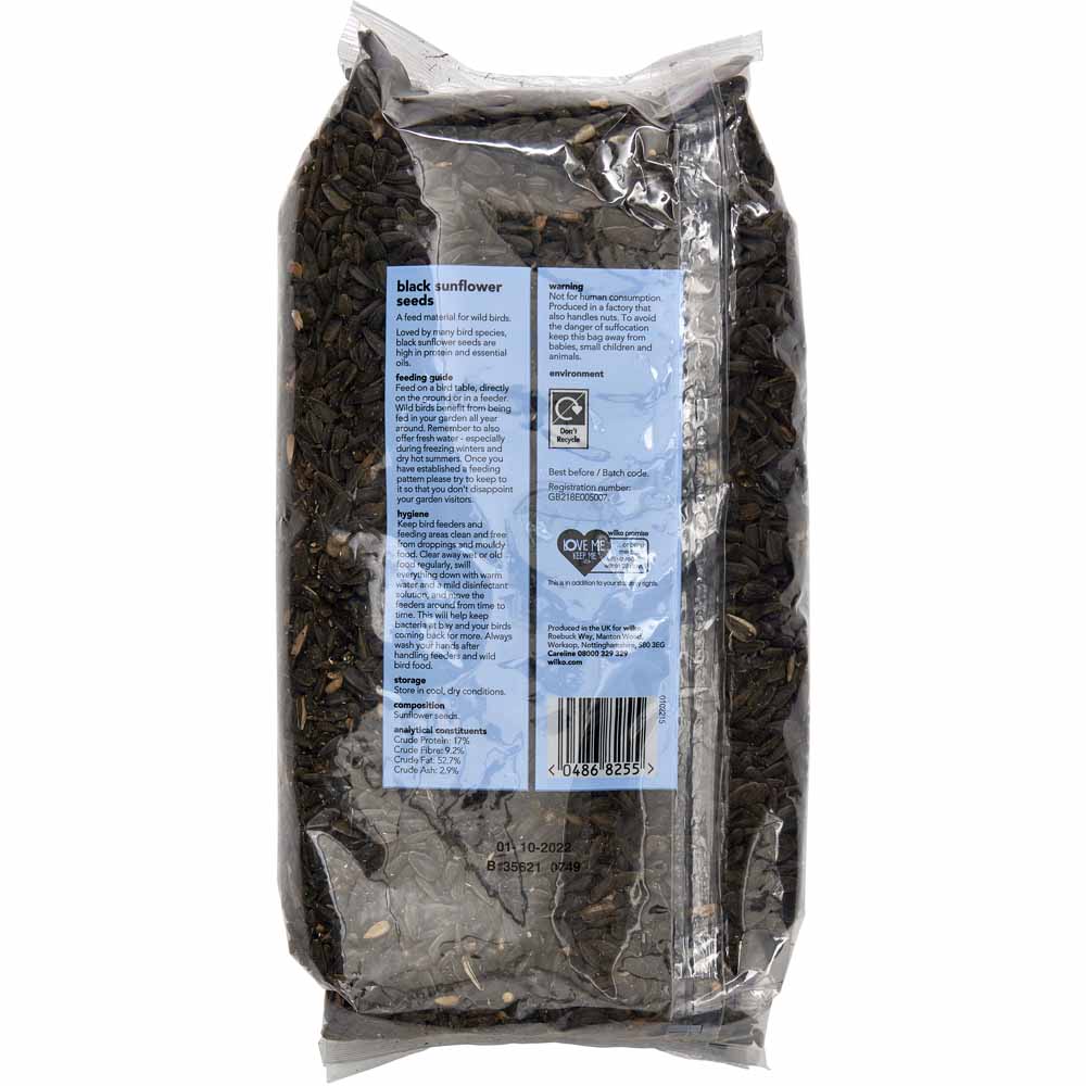 Wilko Wild Bird Black Sunflower Seeds 1kg Image 2