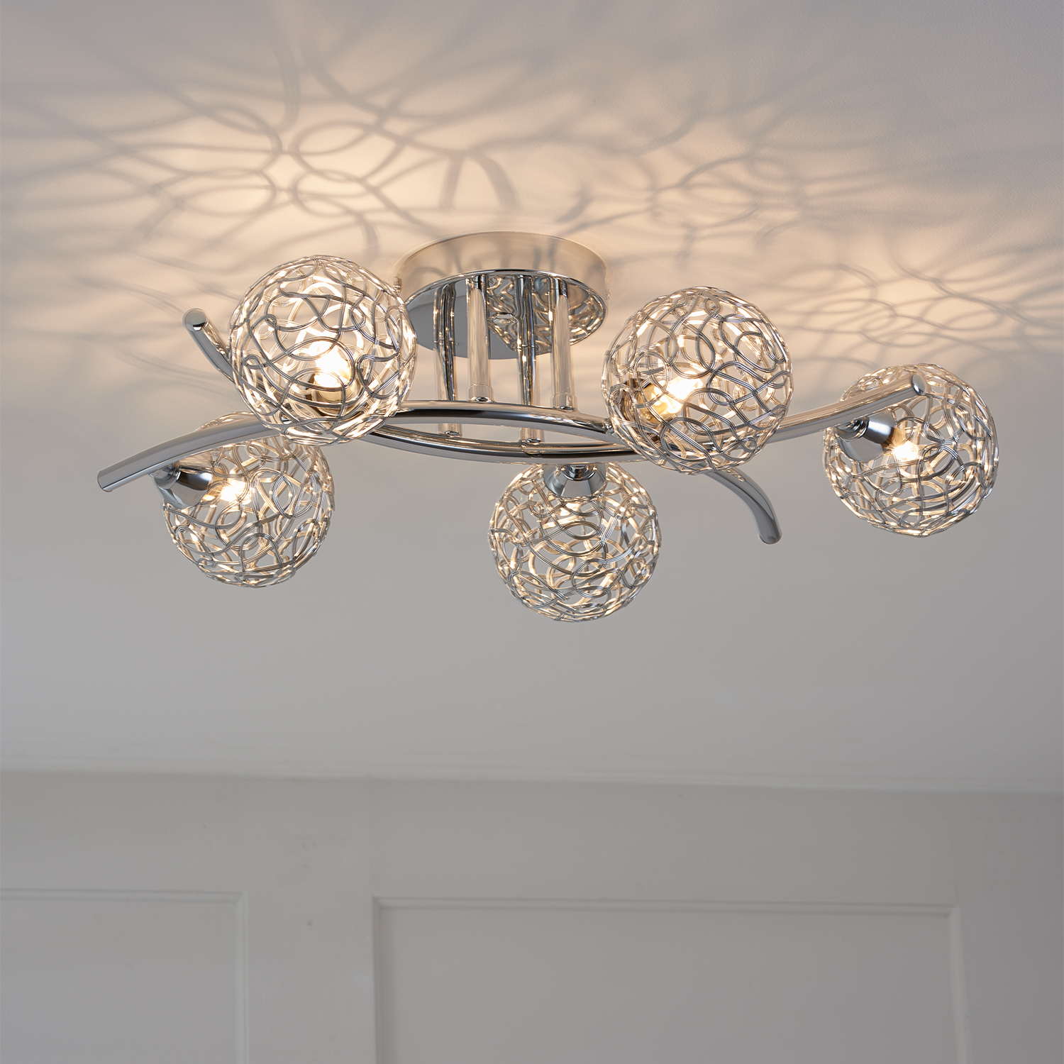 Silver 5 Sphere Electrical Fitting Ceiling Light Image 5