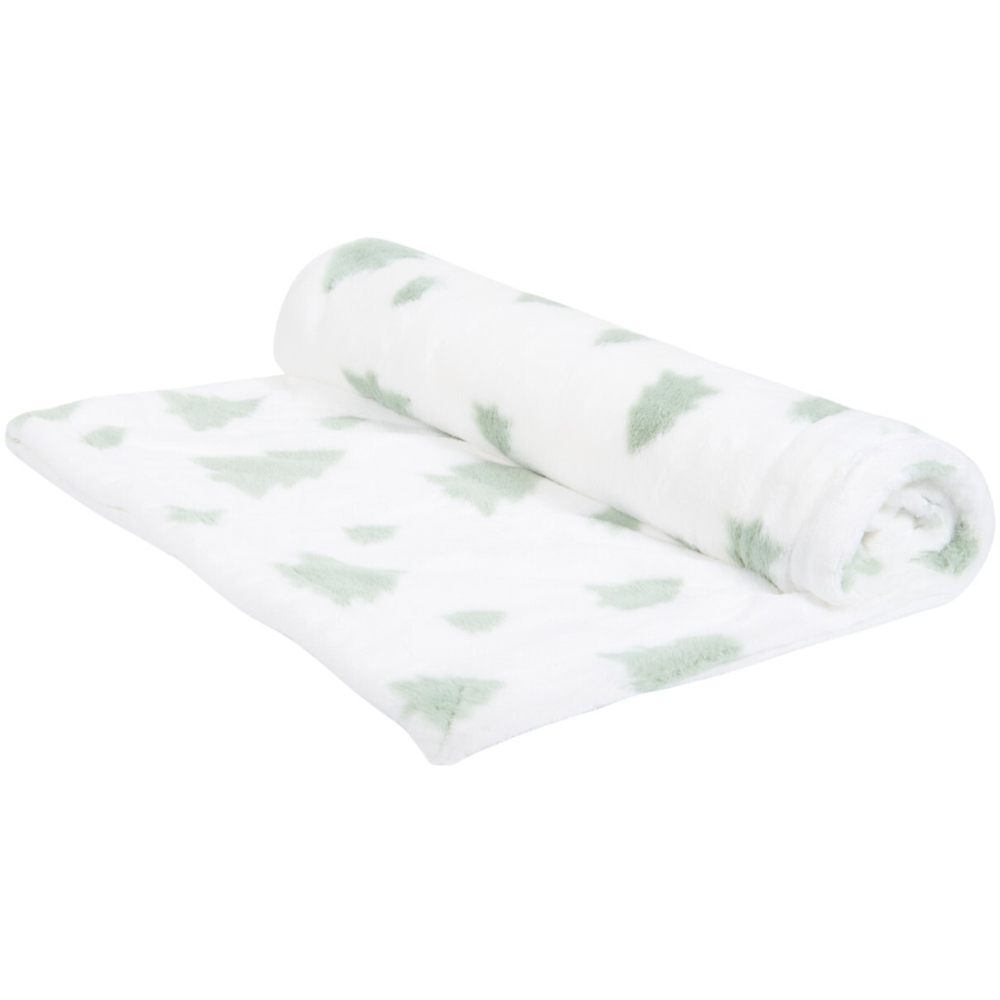 Sage Christmas Tree Faux Fur Throw - Sage Image 3