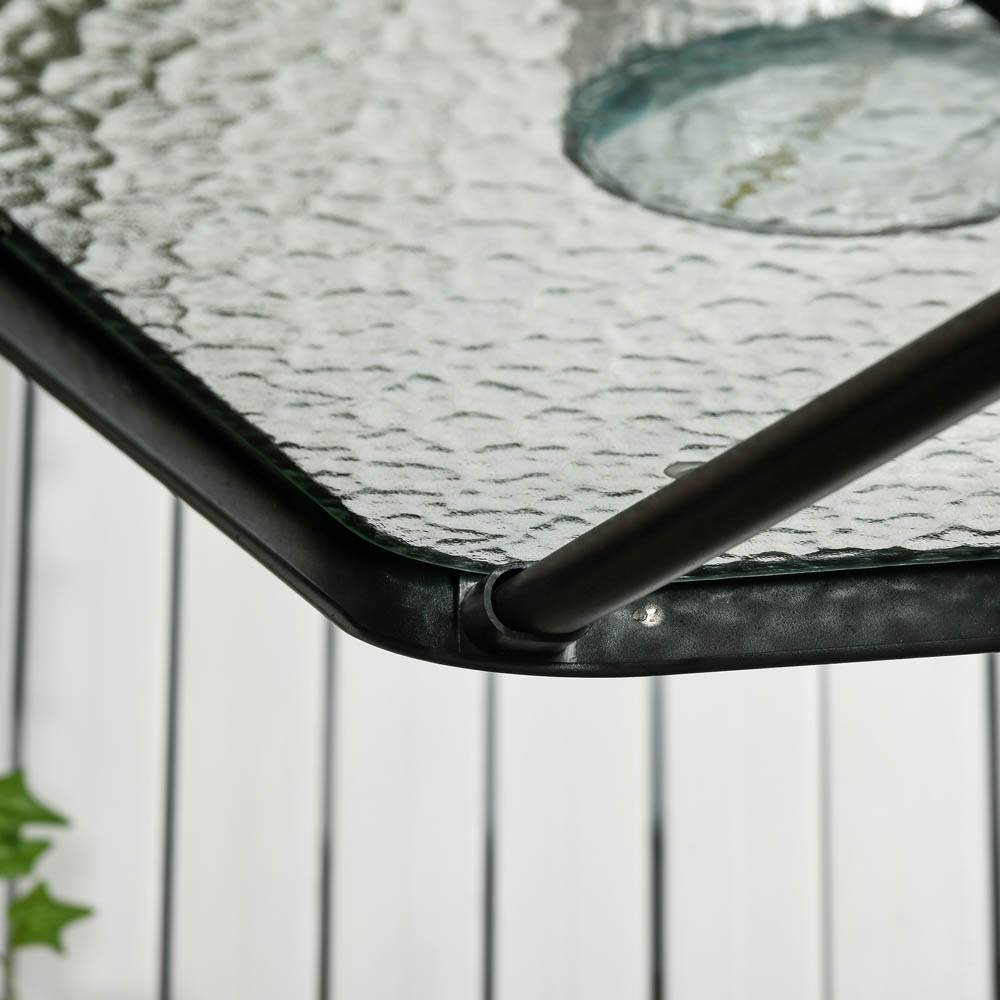 Outsunny Square Patio Table, Glass Top Garden Dining Table 76 x 76cm Image 7