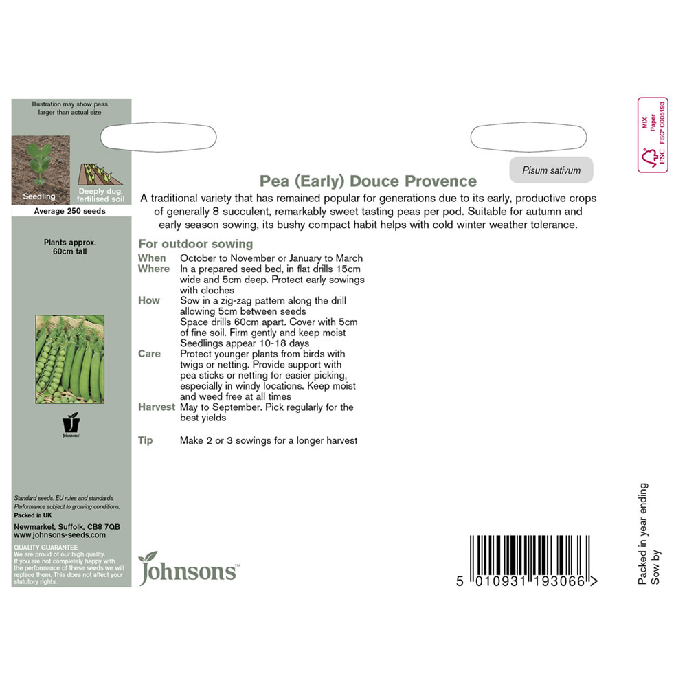Johnsons Pea Douce Provence Seeds Image 3