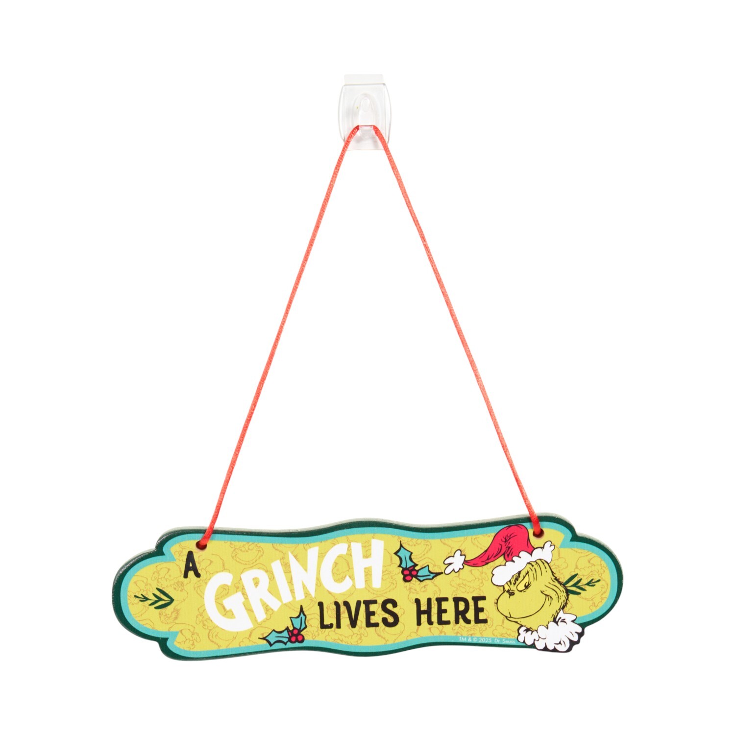 The Grinch Lives Here Hanging Sign Green Image 1
