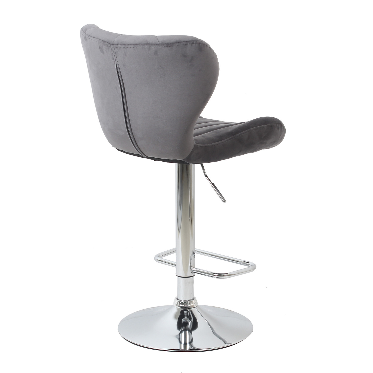 Grey Velvet Height Adjustable Shell Bar Stool Image 5