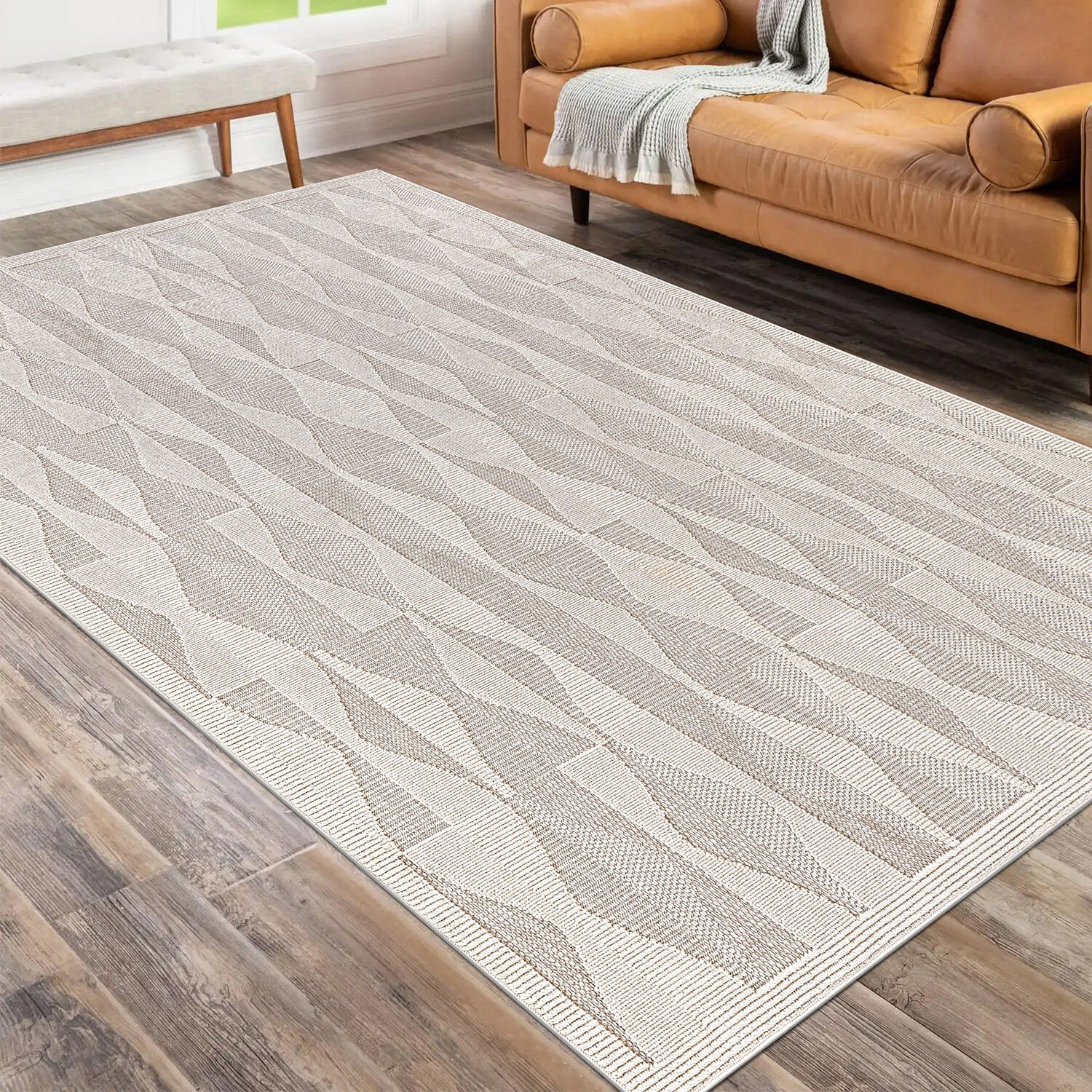 Ohio Geometric Indoor Outdoor Rug - Neutral / 160cm Image 2