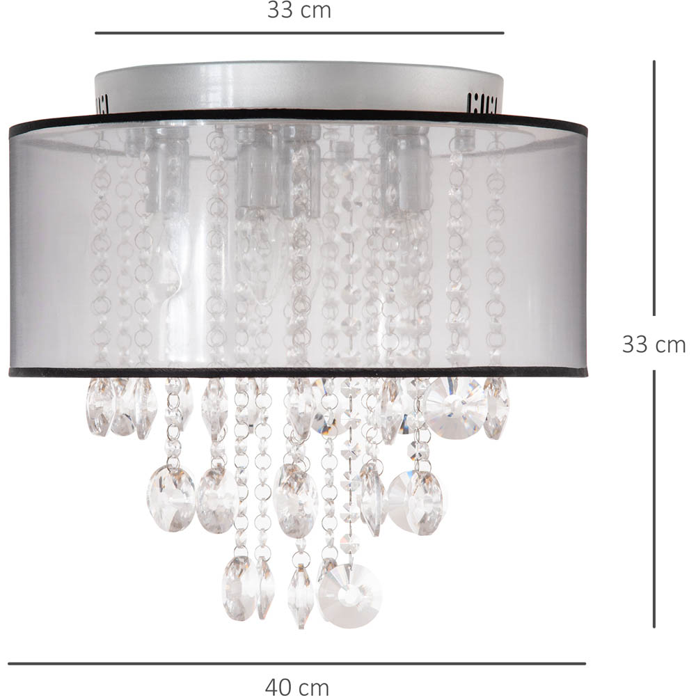 HOMCOM Modern Crystal Chandelier Flush Mount Ceiling Light for Bedroom, 40cm Image 9
